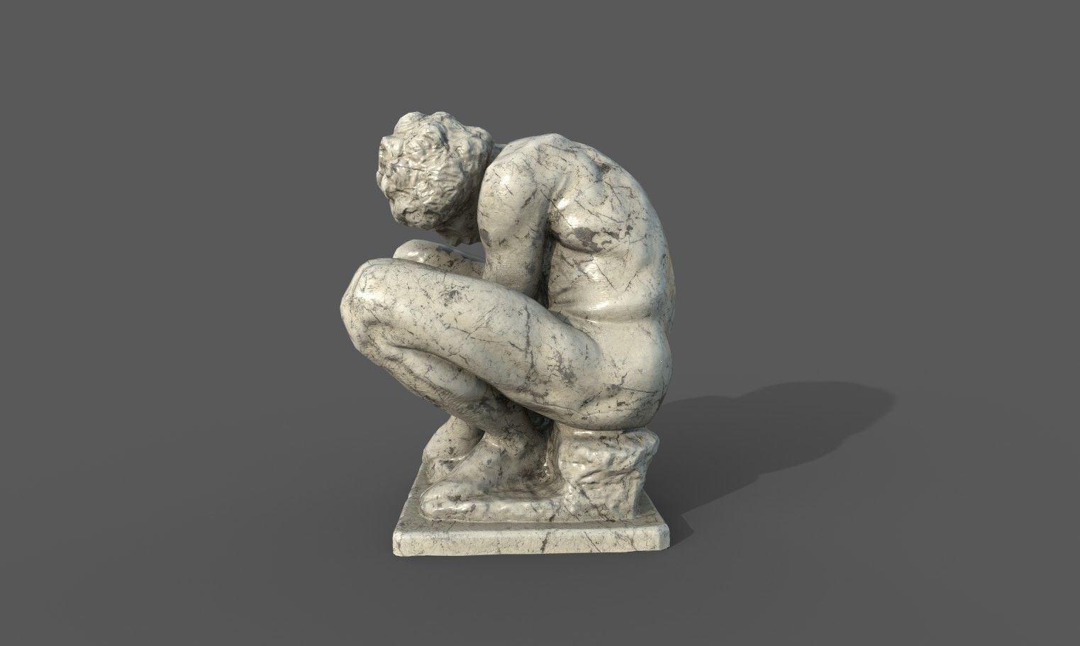 The Crouching Boy statue Low-poly 3D model_21