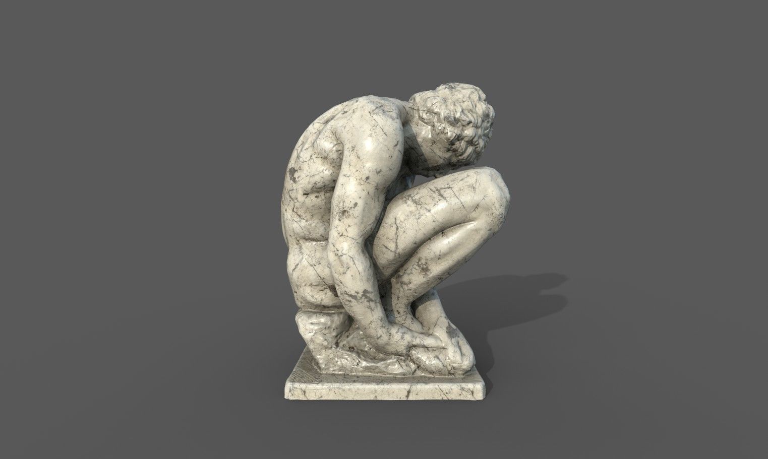 The Crouching Boy statue Low-poly 3D model_17