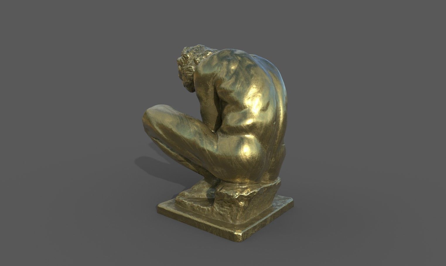 The Crouching Boy statue Low-poly 3D model_28