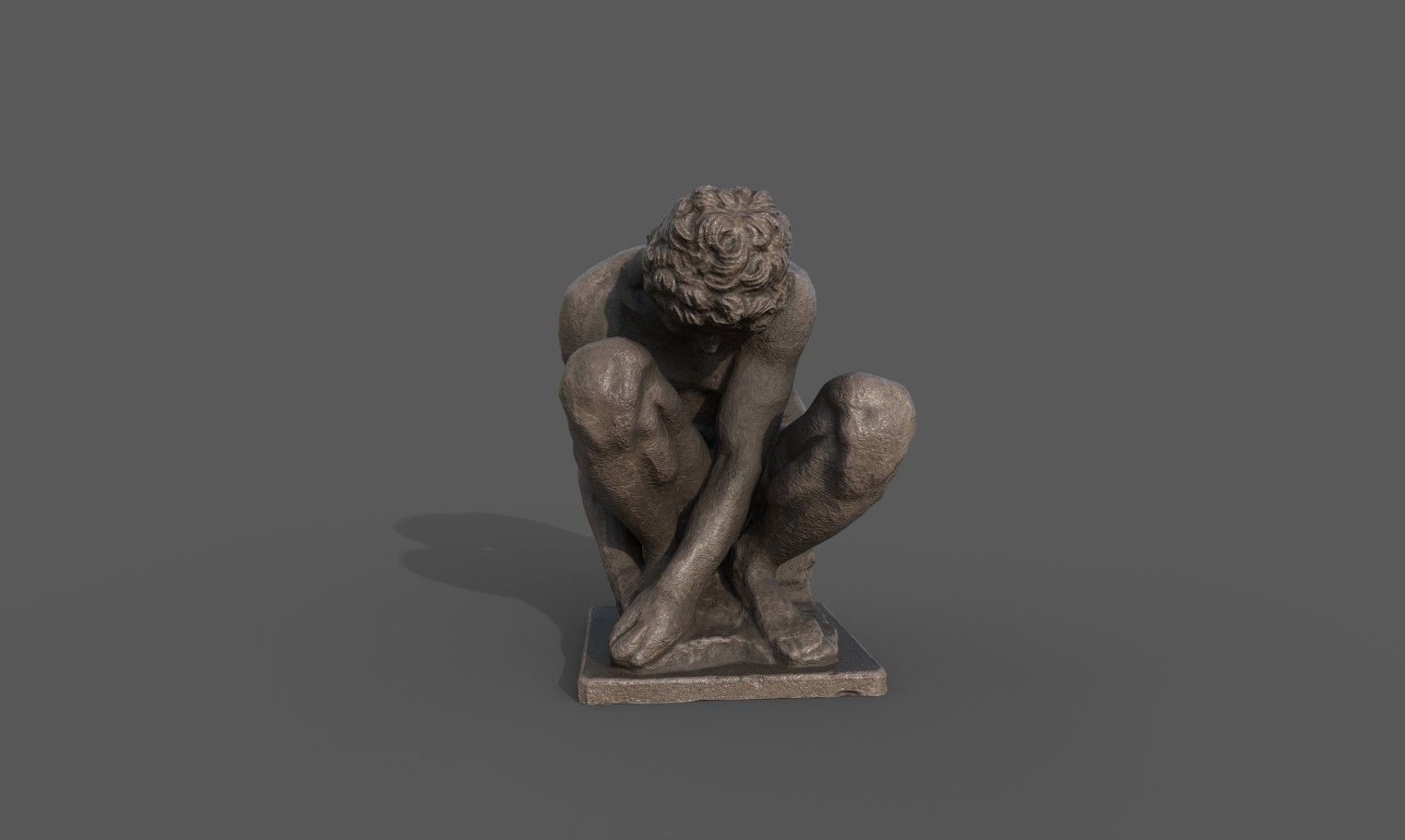 The Crouching Boy statue Low-poly 3D model_1