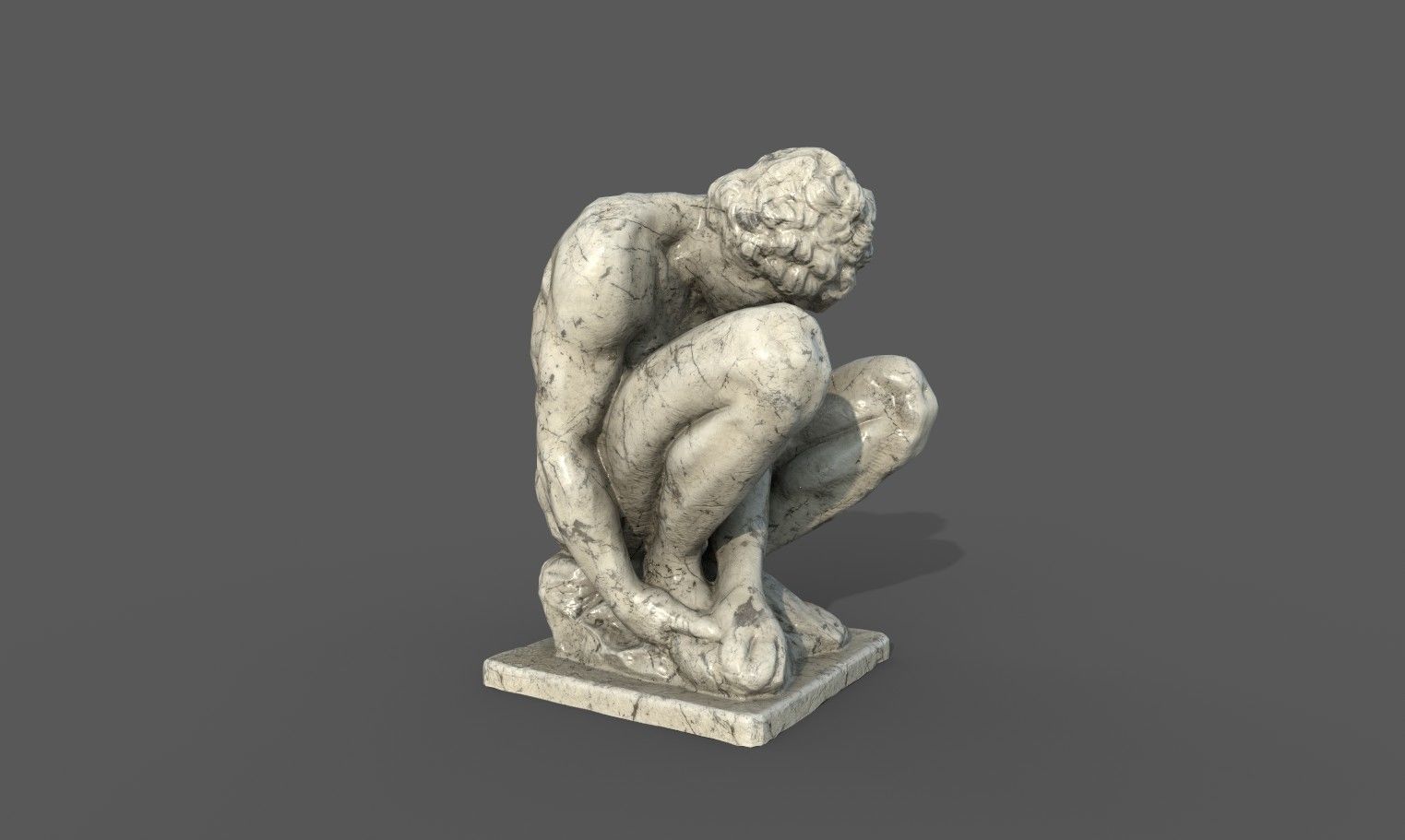 The Crouching Boy statue Low-poly 3D model_18