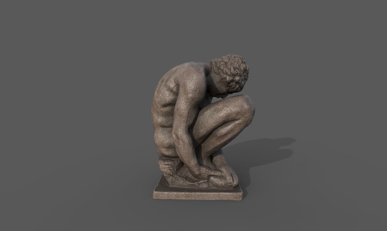 The Crouching Boy statue Low-poly 3D model_7