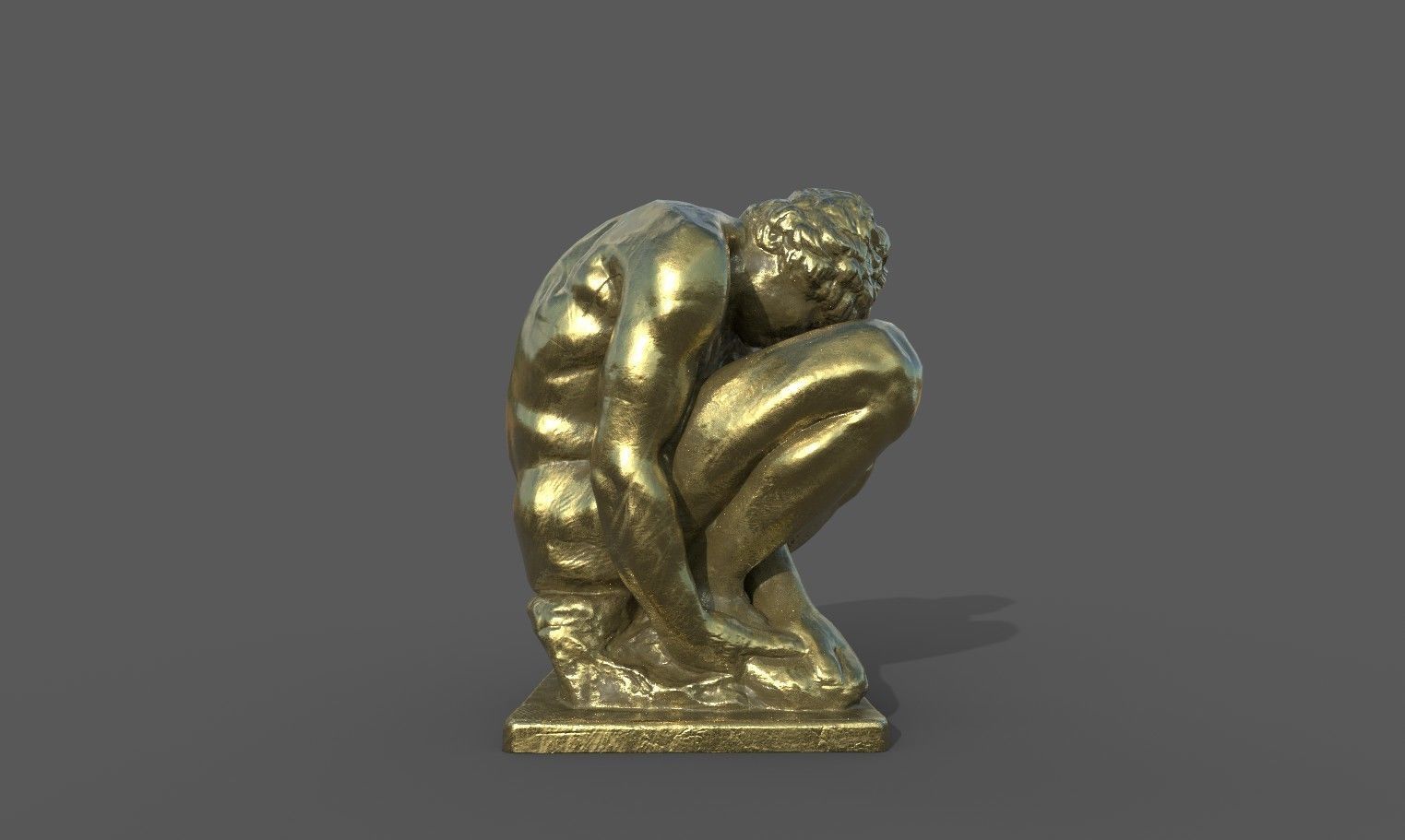 The Crouching Boy statue Low-poly 3D model_30