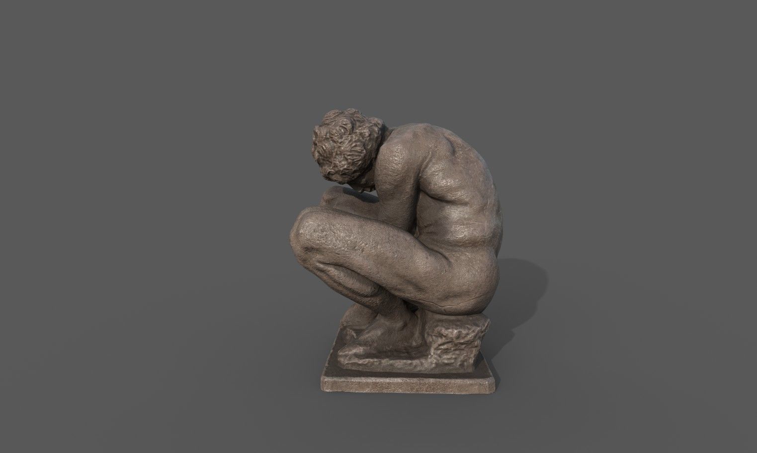 The Crouching Boy statue Low-poly 3D model_3