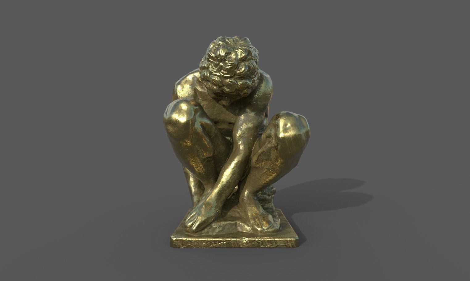 The Crouching Boy statue Low-poly 3D model_25