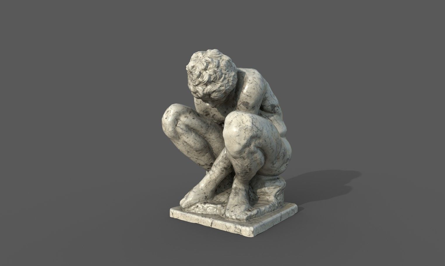 The Crouching Boy statue Low-poly 3D model_20