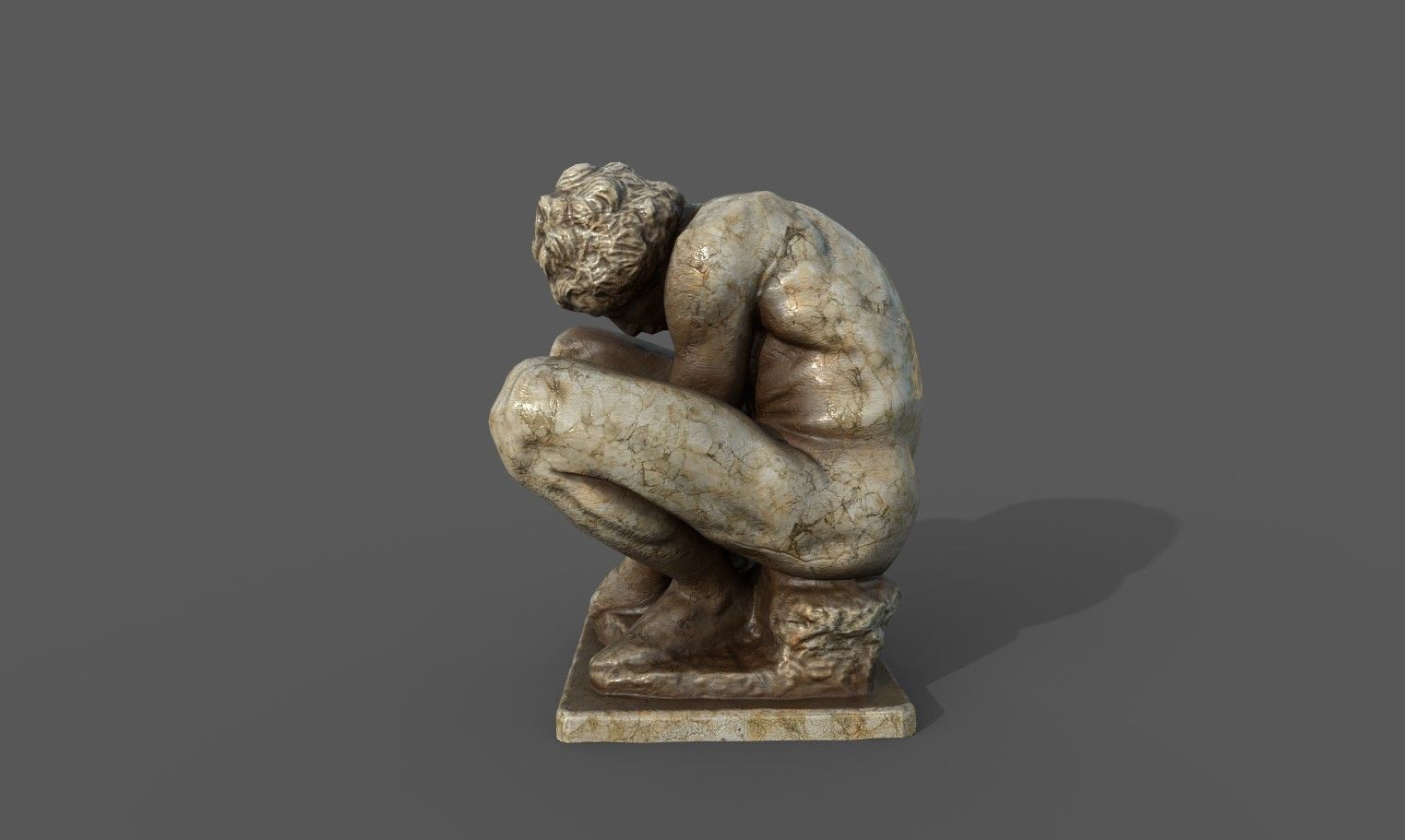 The Crouching Boy statue Low-poly 3D model_12