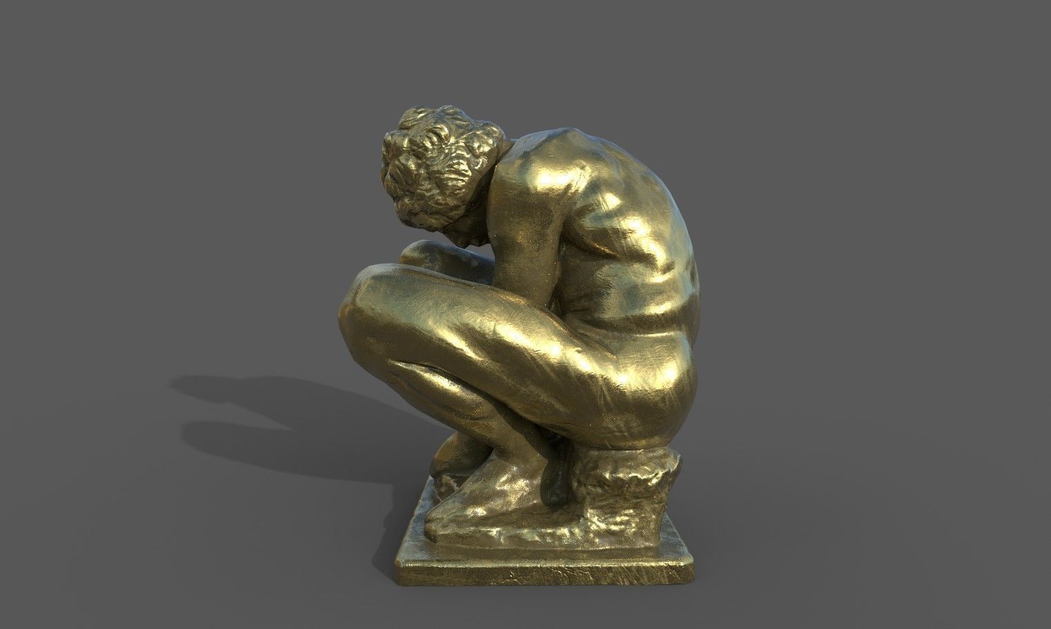 The Crouching Boy statue Low-poly 3D model_27