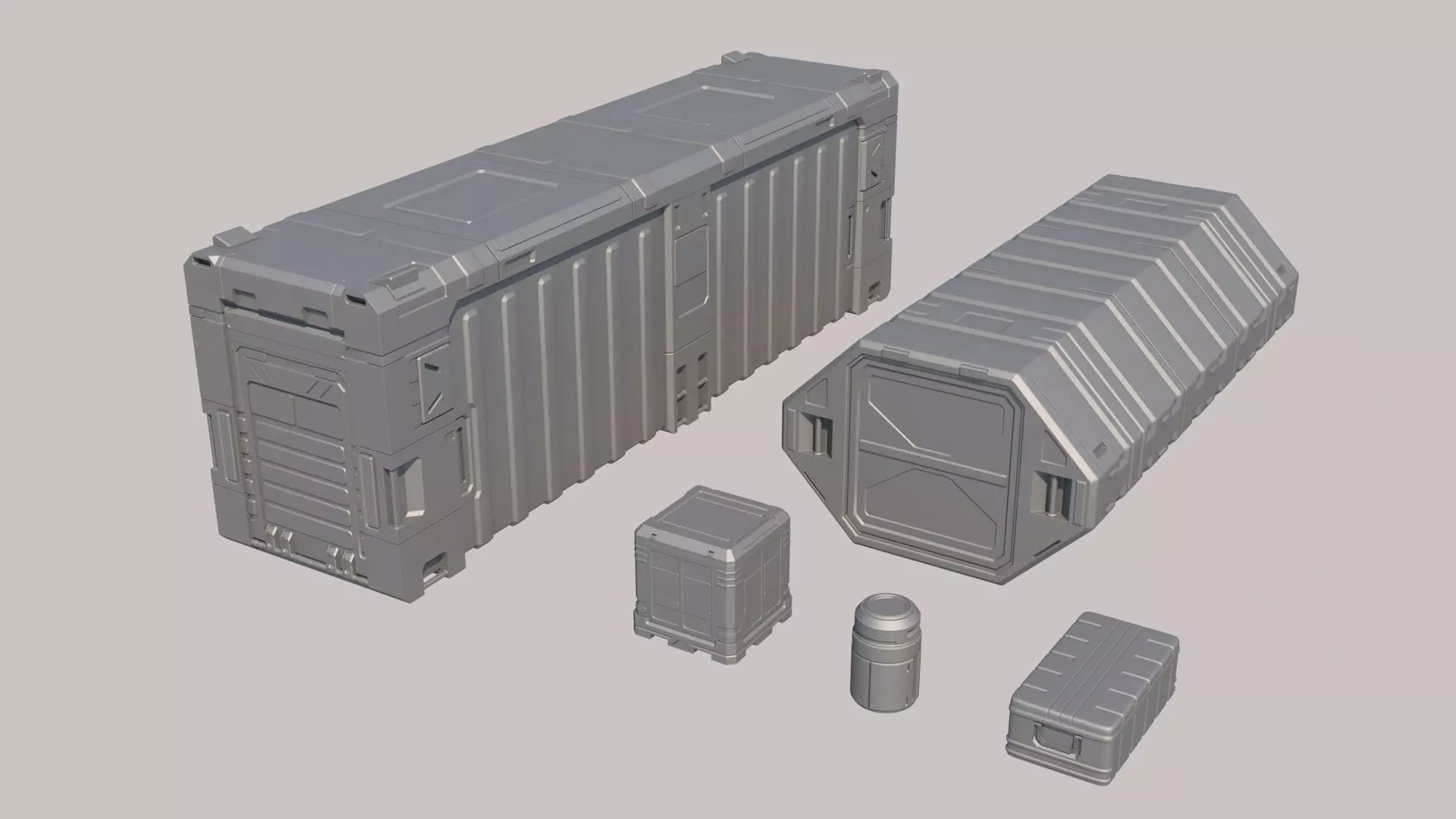 Sci-fi Container Set 3D model