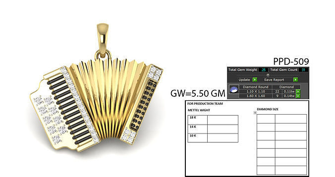Trikiti Garmon Musical instrument pendant 3dm 1render detail 3D print model