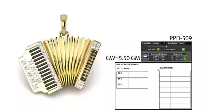 Trikiti Garmon Musical instrument pendant 3dm 1render detail 3D print model