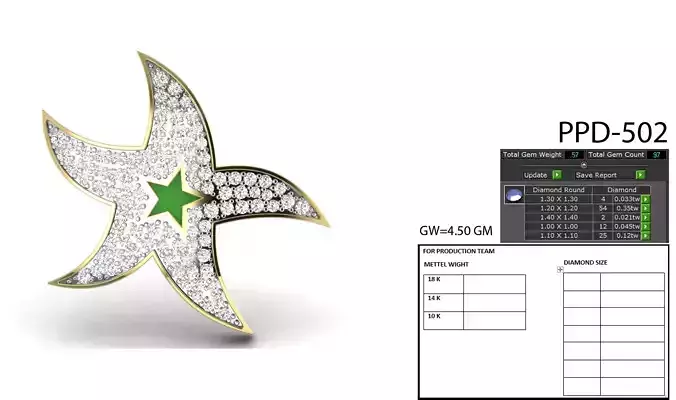 Star fish pendant 3dm 1render detail 3D print model