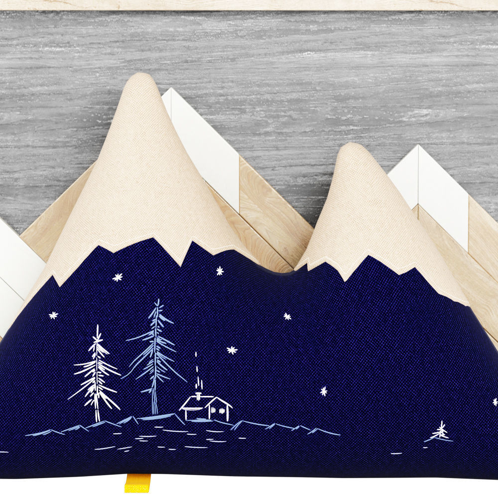  Decorative mountain pillow and decorative wall panel  3D model_4