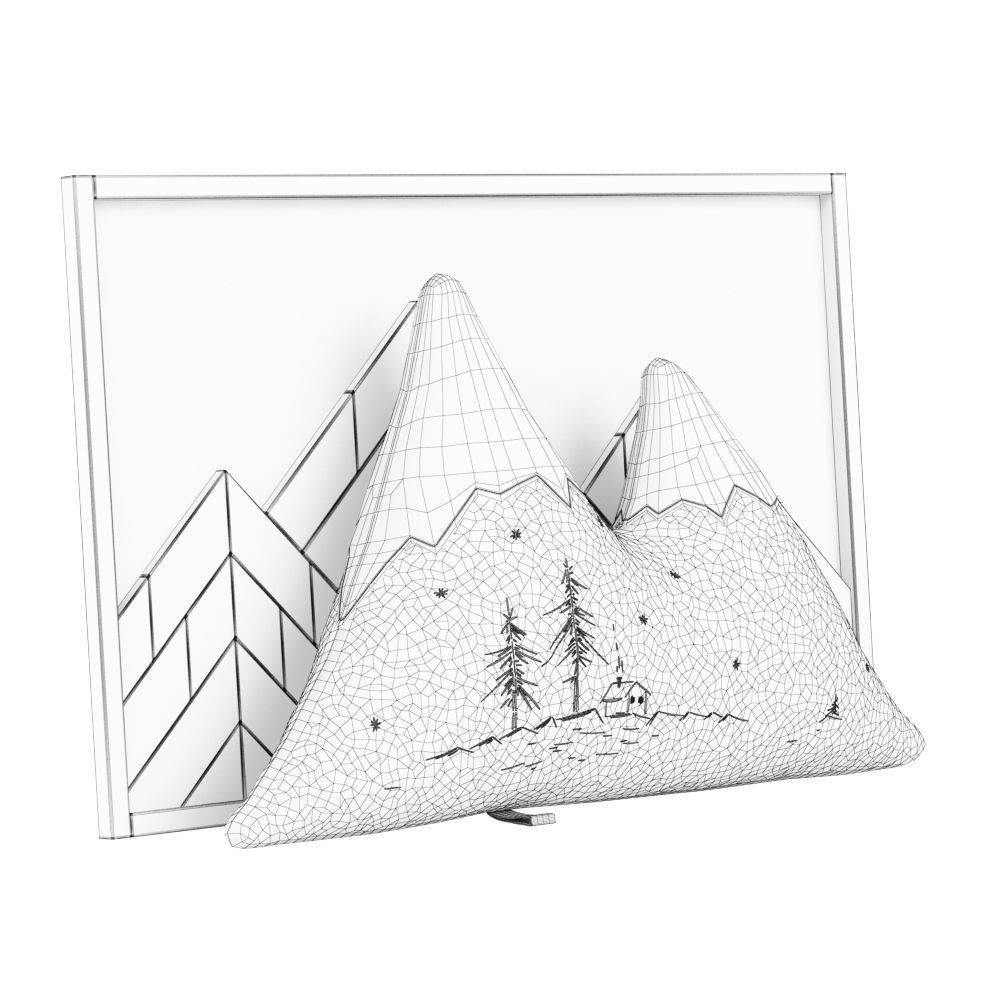  Decorative mountain pillow and decorative wall panel  3D model_5