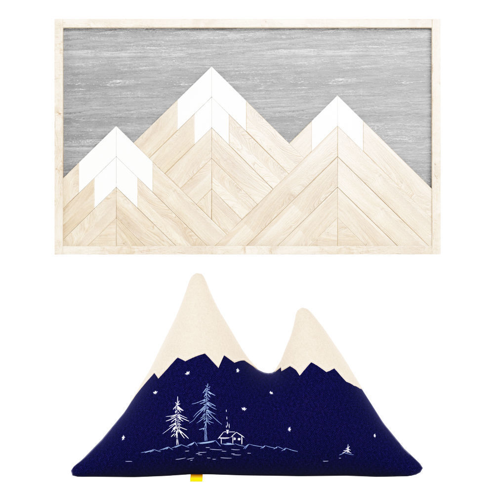  Decorative mountain pillow and decorative wall panel  3D model_1