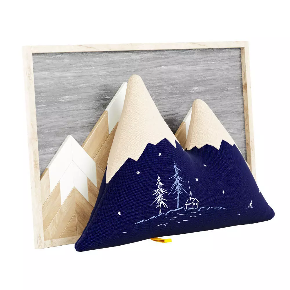  Decorative mountain pillow and decorative wall panel  3D model_0
