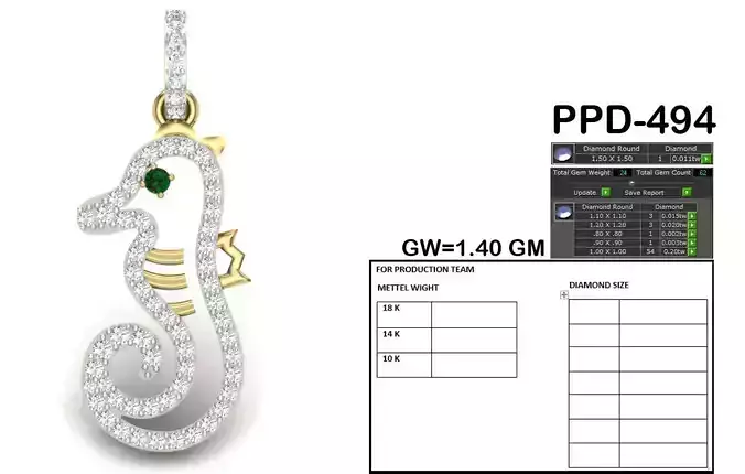 Sea horse pendant 3dm 1render detail 3D print model