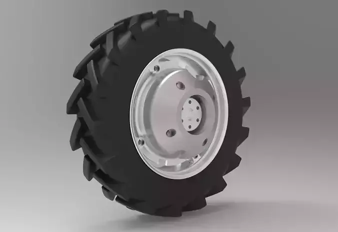 Tractor Wheel Low-poly 3D model