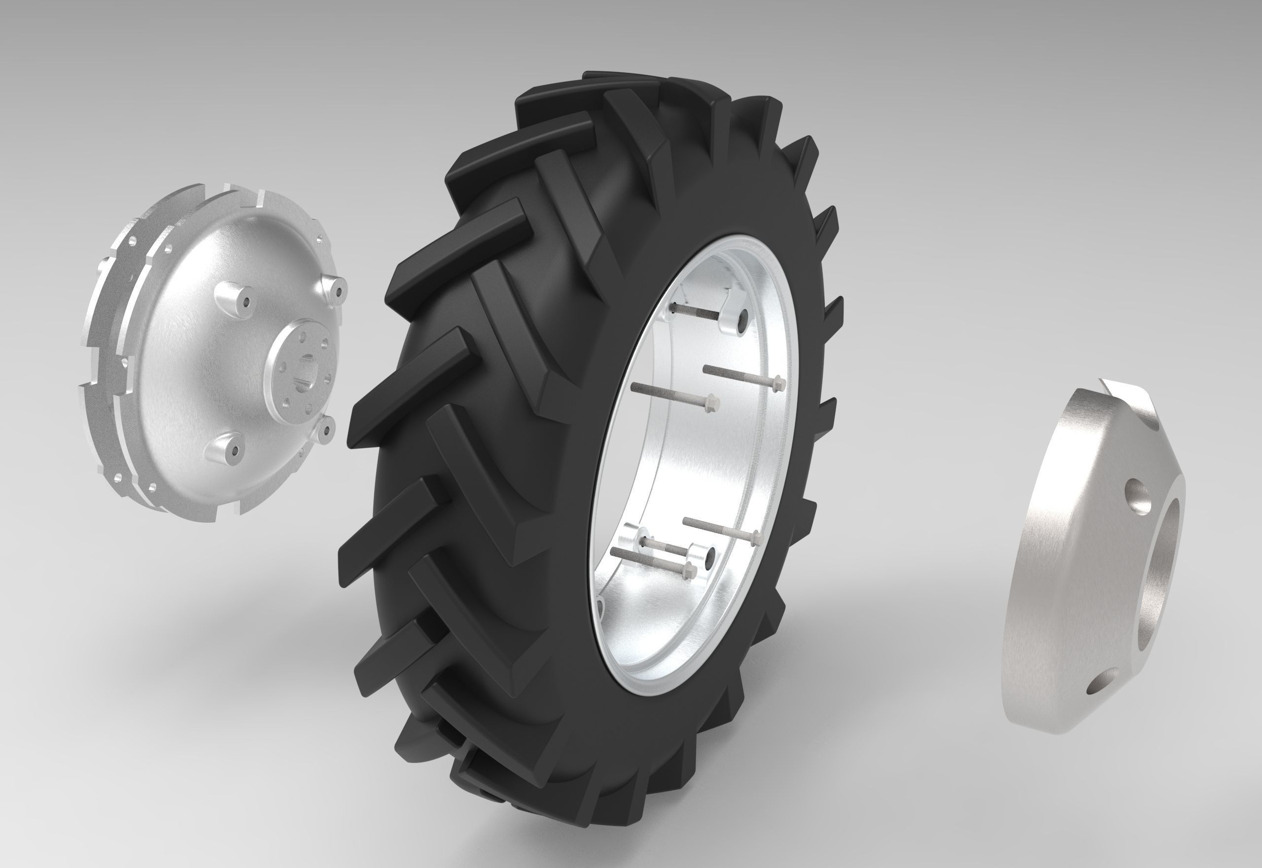 Tractor Wheel Low-poly 3D model_3