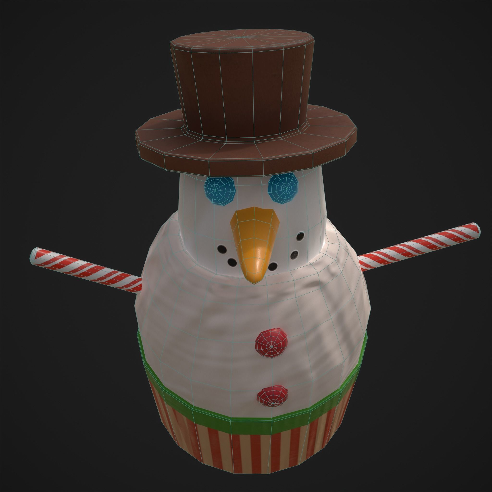 Snow Man Cup Cakes Low-poly 3D model_35