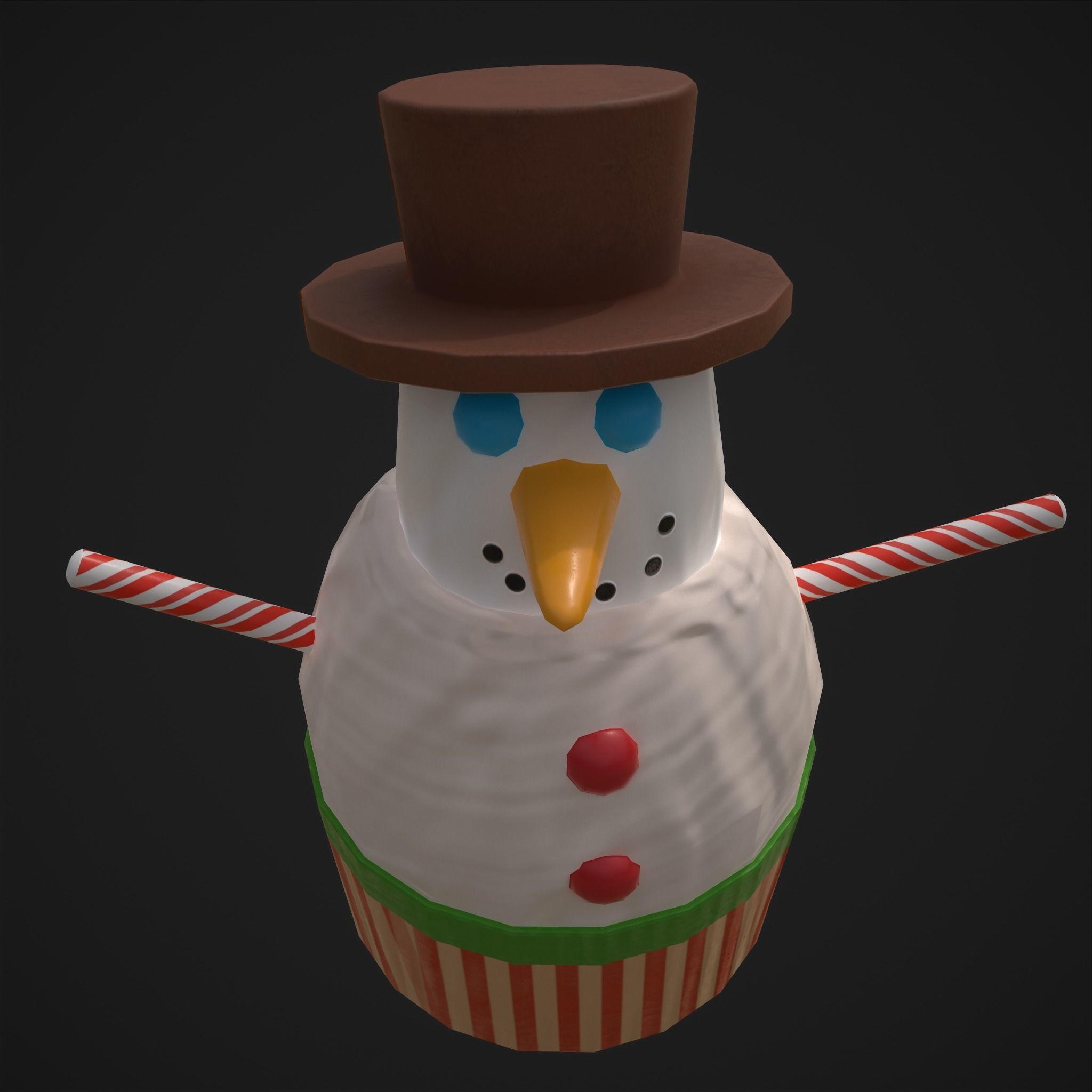 Snow Man Cup Cakes Low-poly 3D model_34