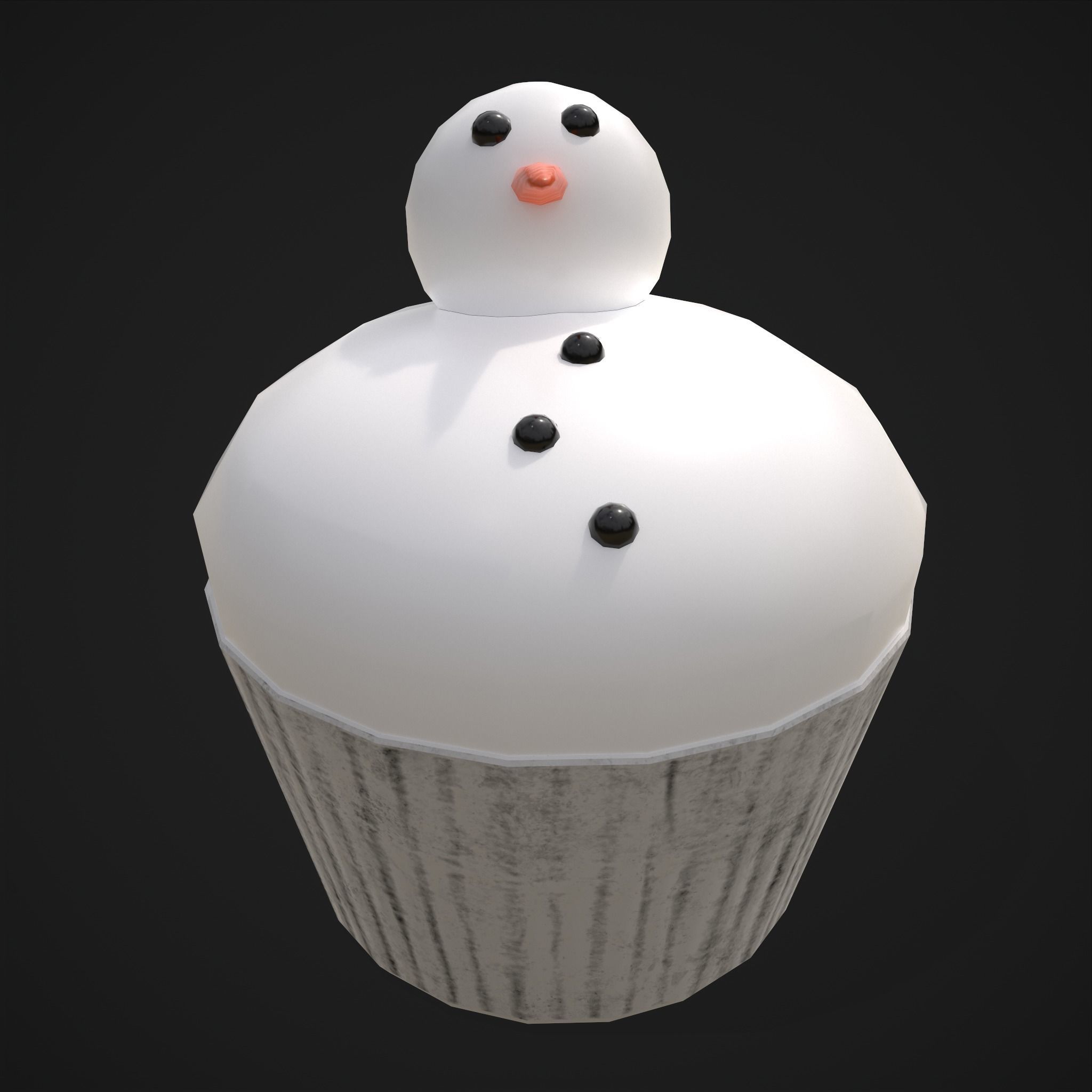 Snow Man Cup Cakes Low-poly 3D model_28