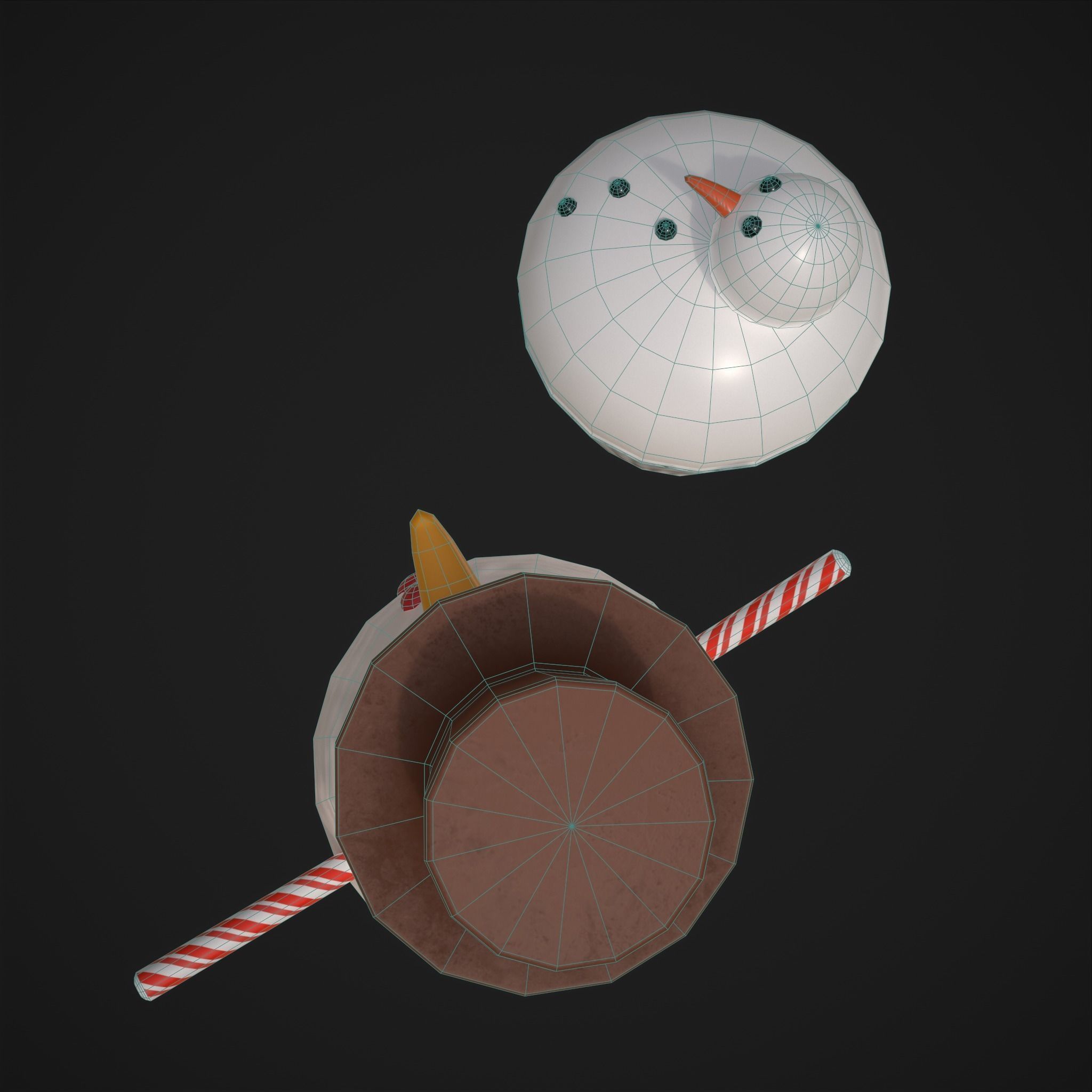 Snow Man Cup Cakes Low-poly 3D model_36
