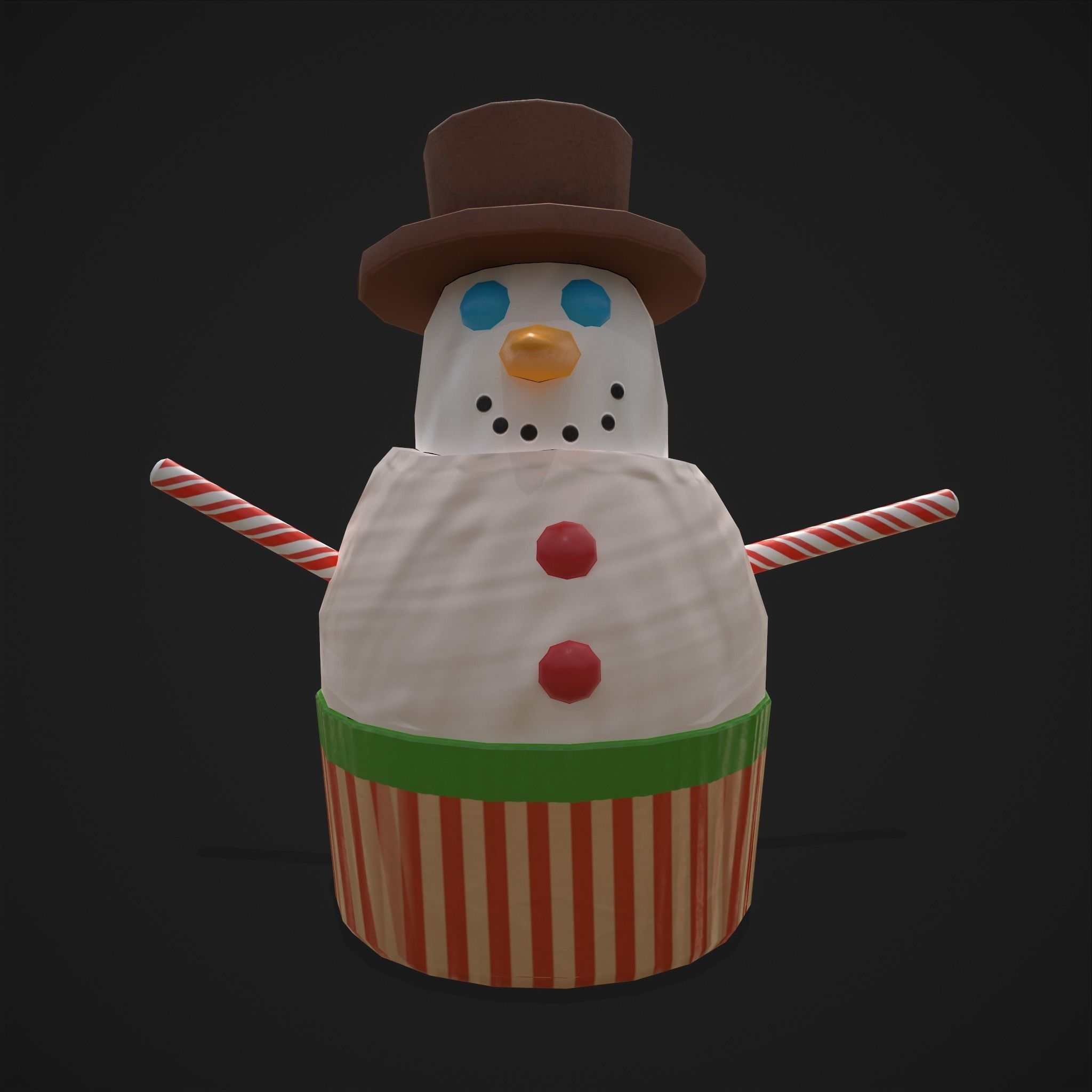 Snow Man Cup Cakes Low-poly 3D model_24