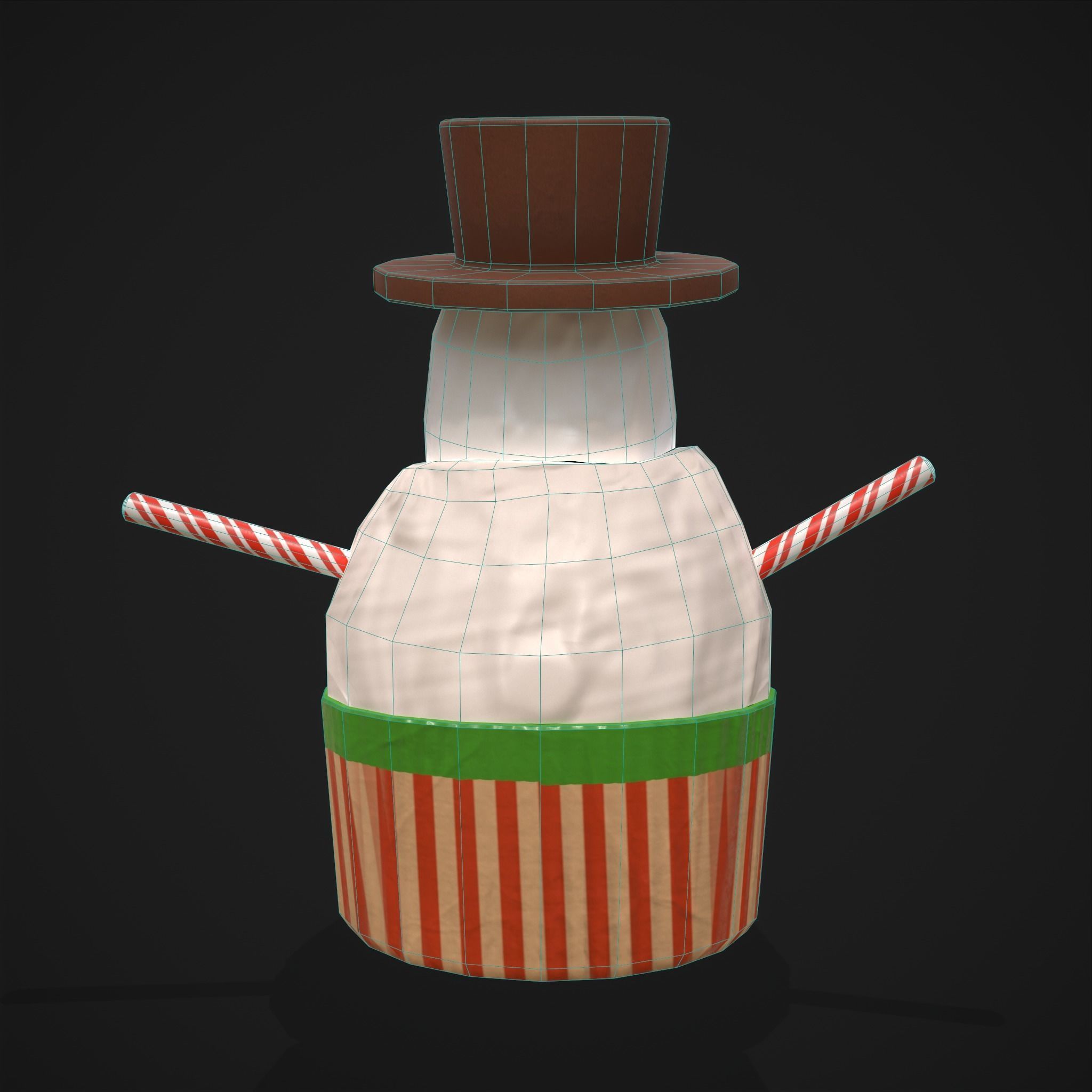 Snow Man Cup Cakes Low-poly 3D model_27
