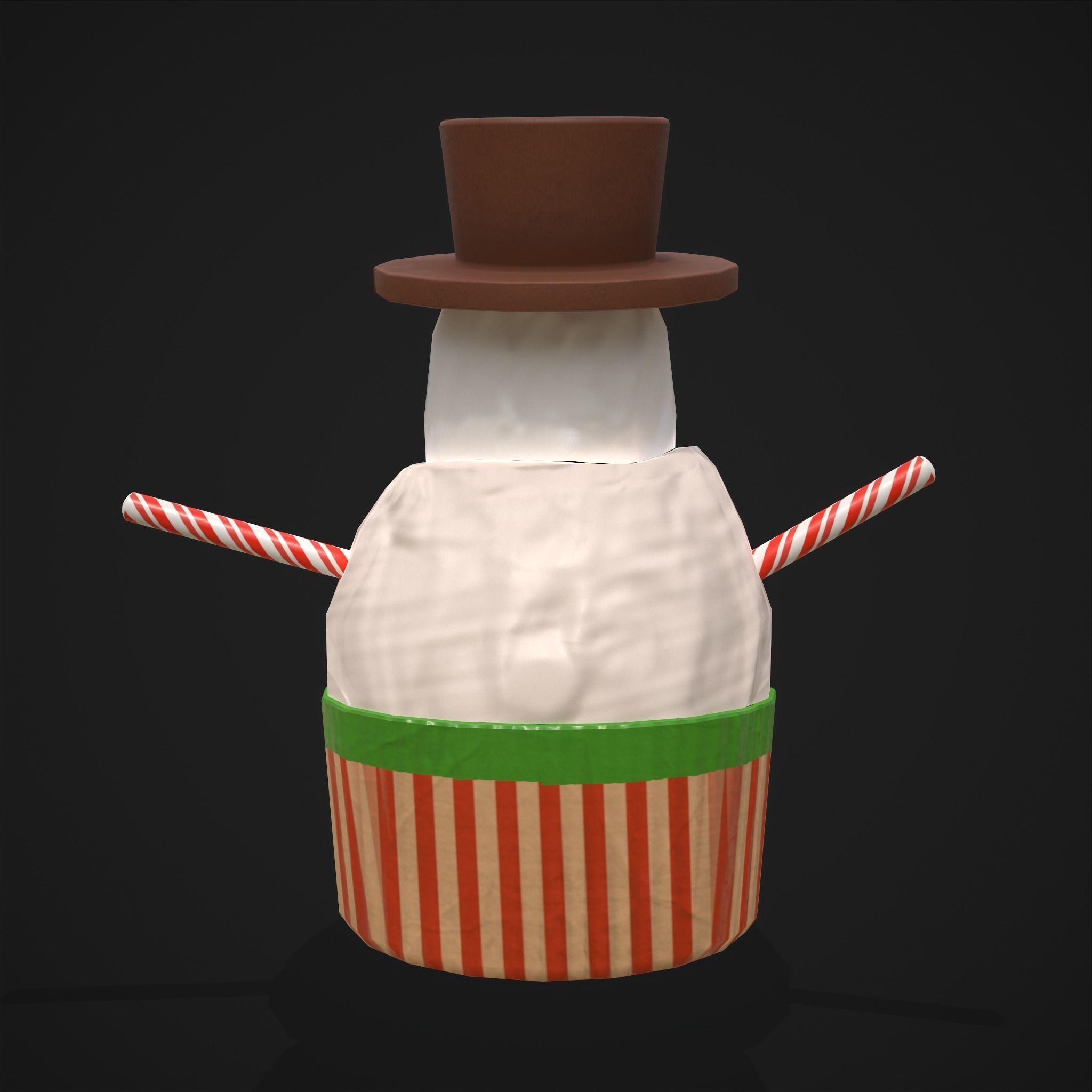 Snow Man Cup Cakes Low-poly 3D model_26