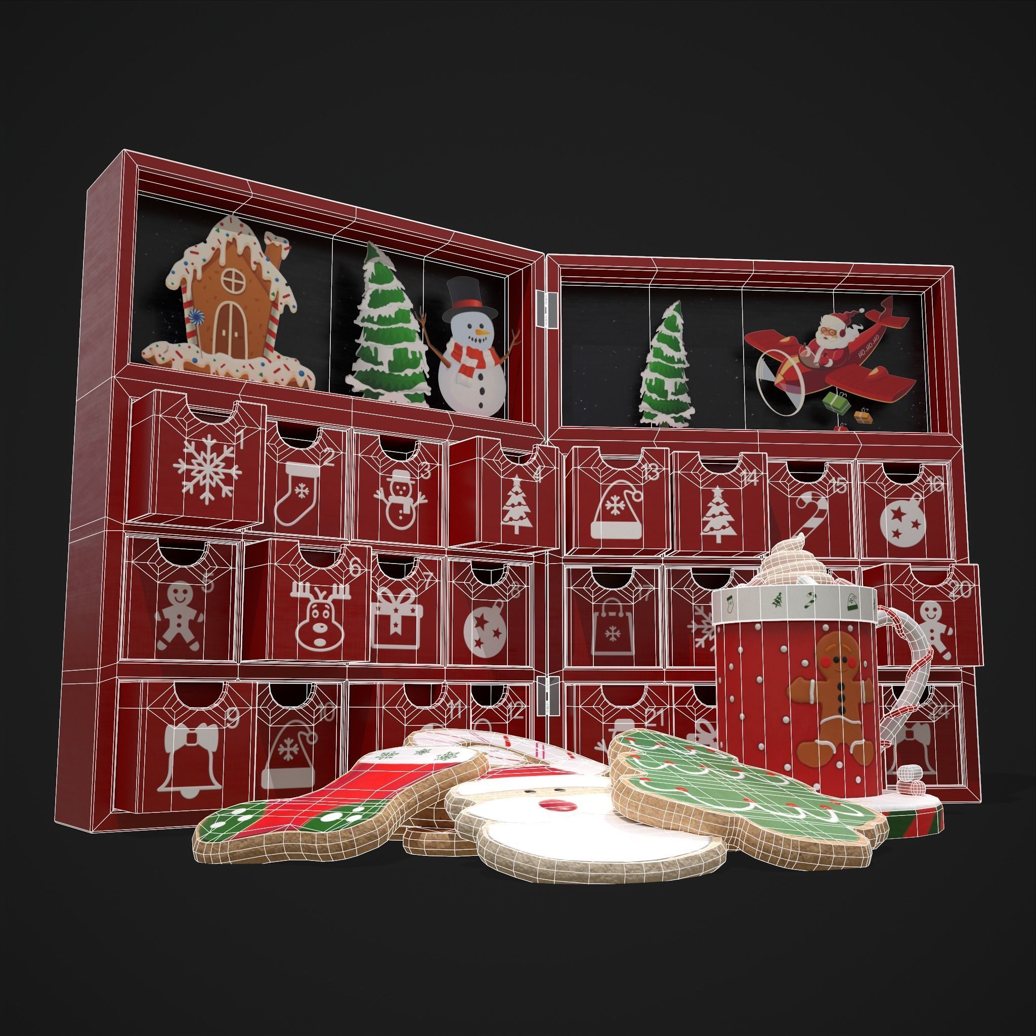 Christmas Cookies Calendar and Hot Chocolate Pack 3D Model Collection_10