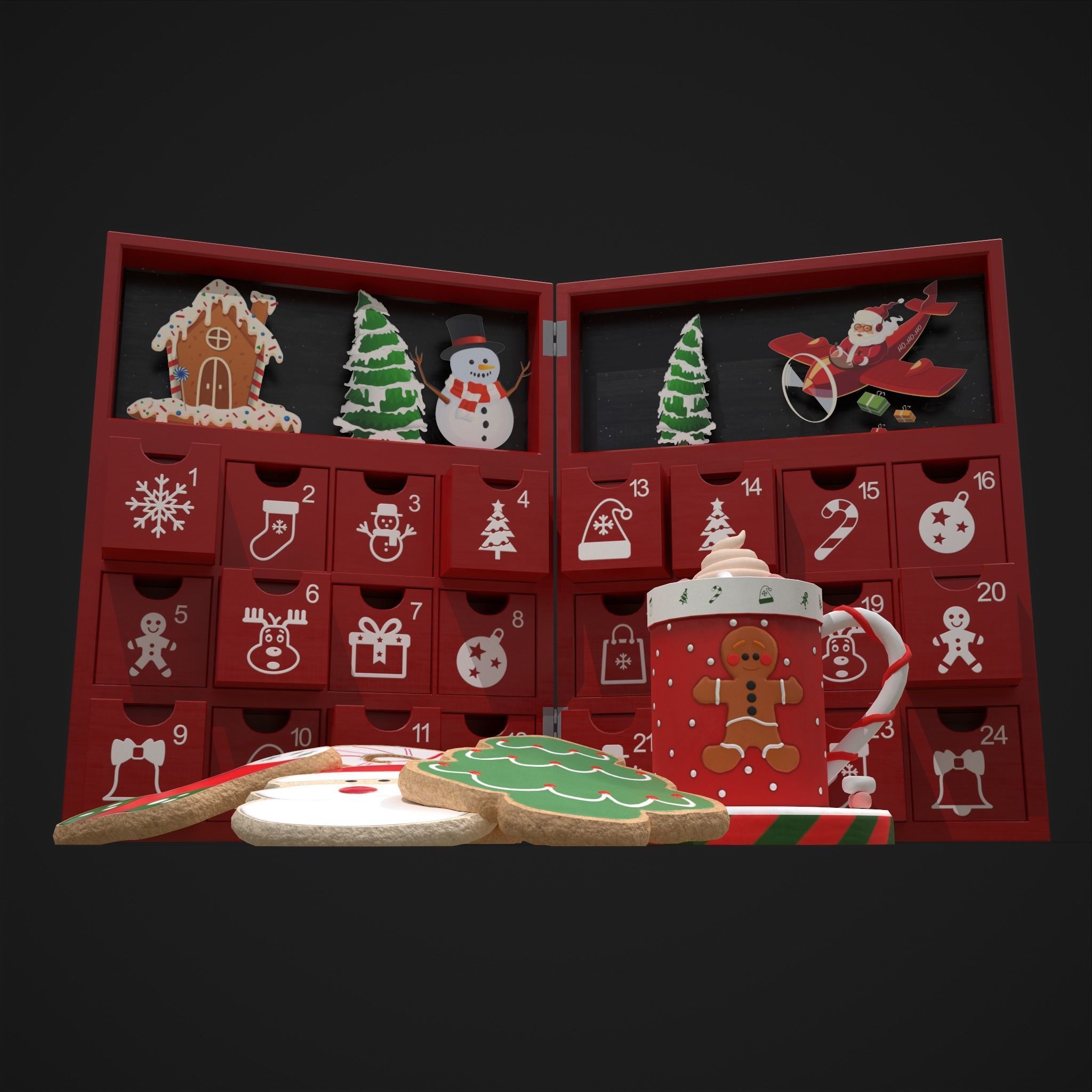 Christmas Cookies Calendar and Hot Chocolate Pack 3D Model Collection_5
