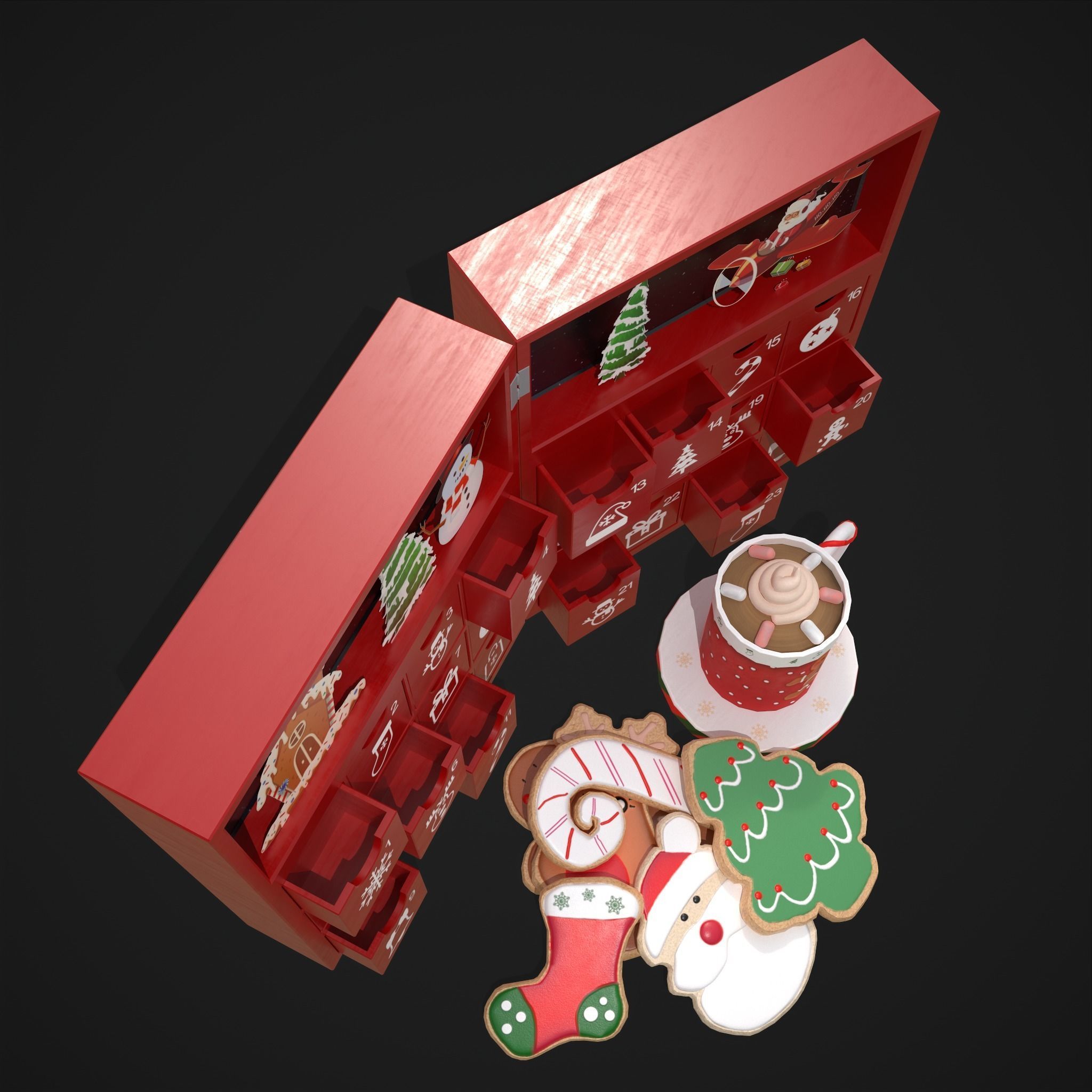 Christmas Cookies Calendar and Hot Chocolate Pack 3D Model Collection_13