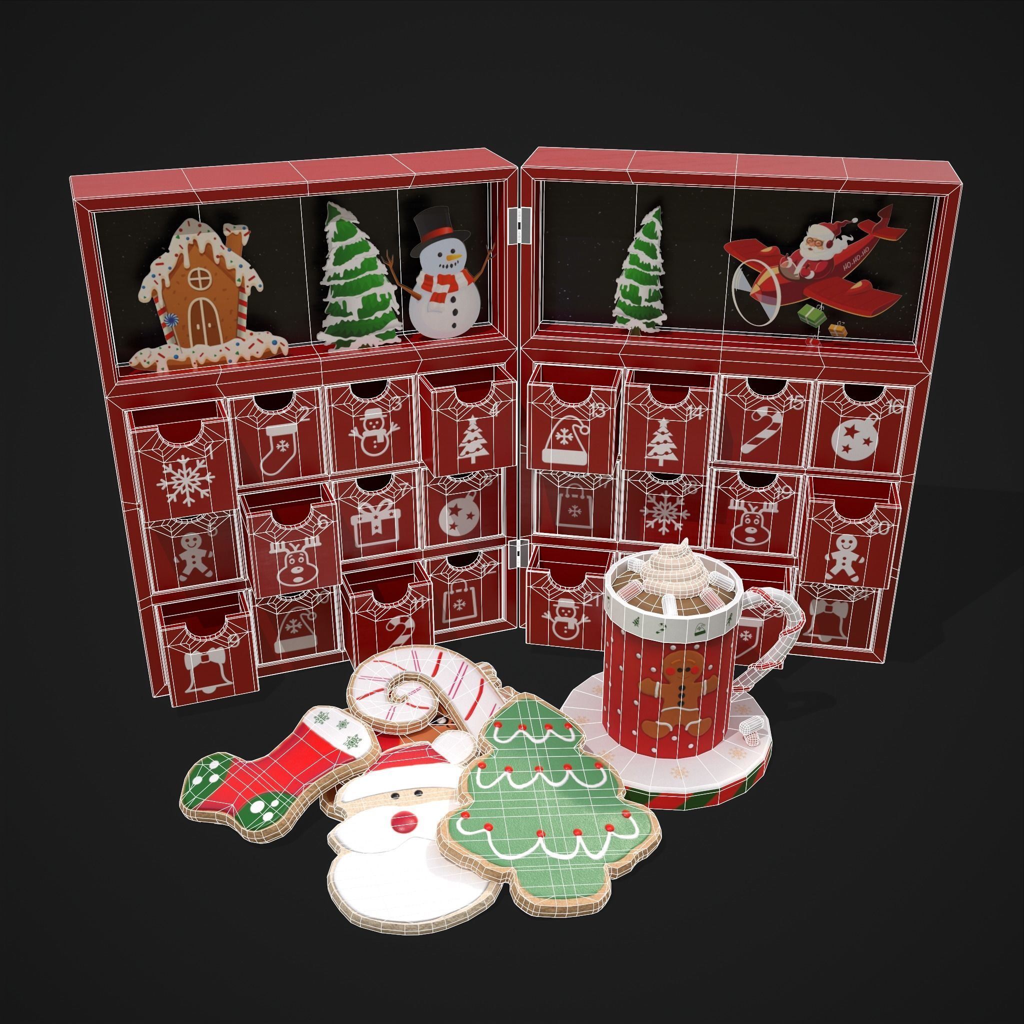 Christmas Cookies Calendar and Hot Chocolate Pack 3D Model Collection_4