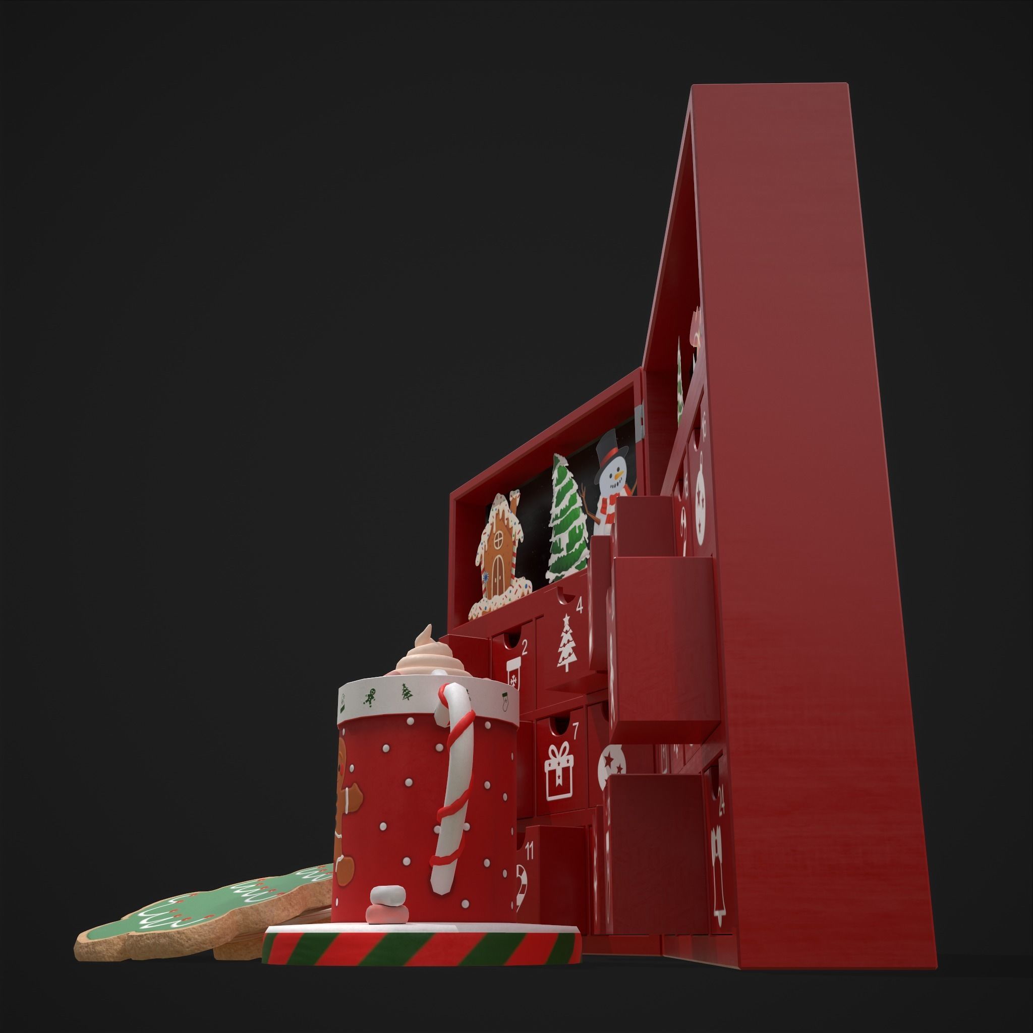 Christmas Cookies Calendar and Hot Chocolate Pack 3D Model Collection_21