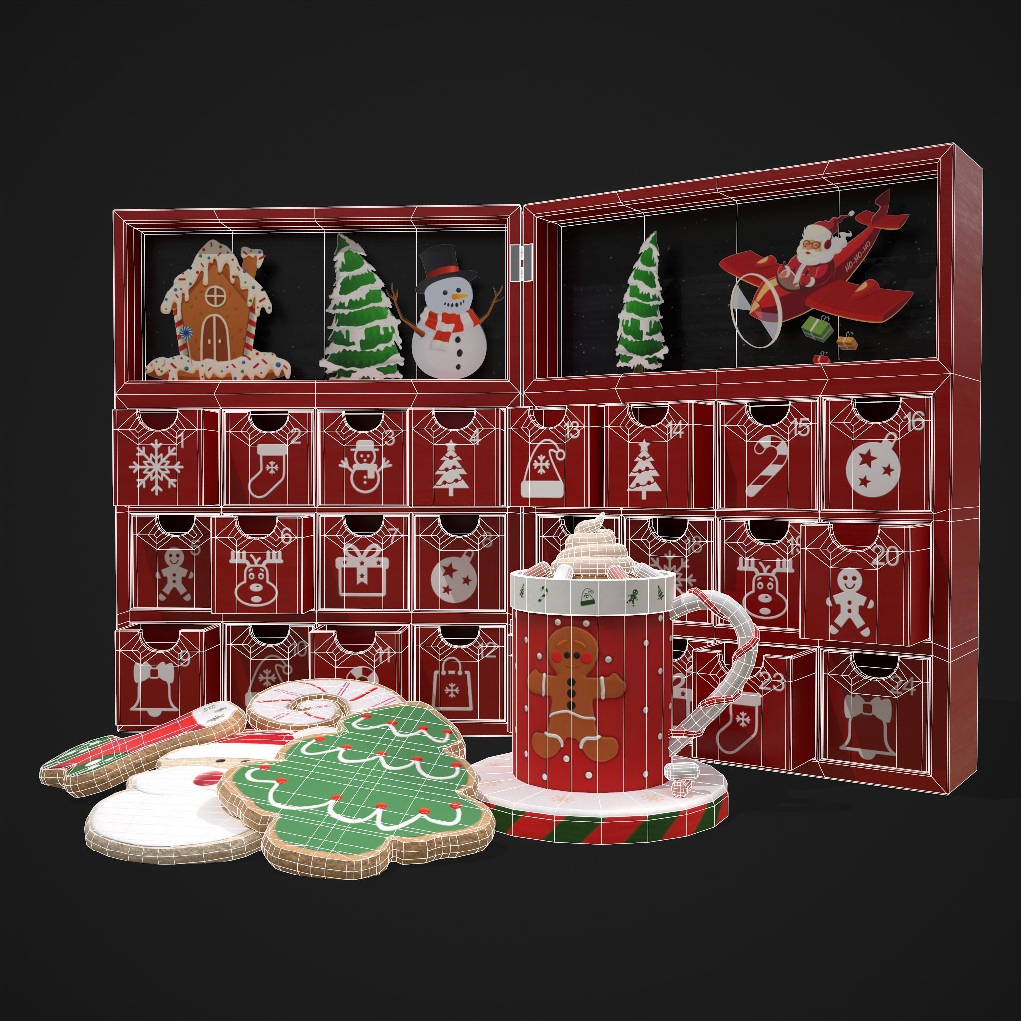 Christmas Cookies Calendar and Hot Chocolate Pack 3D Model Collection_12