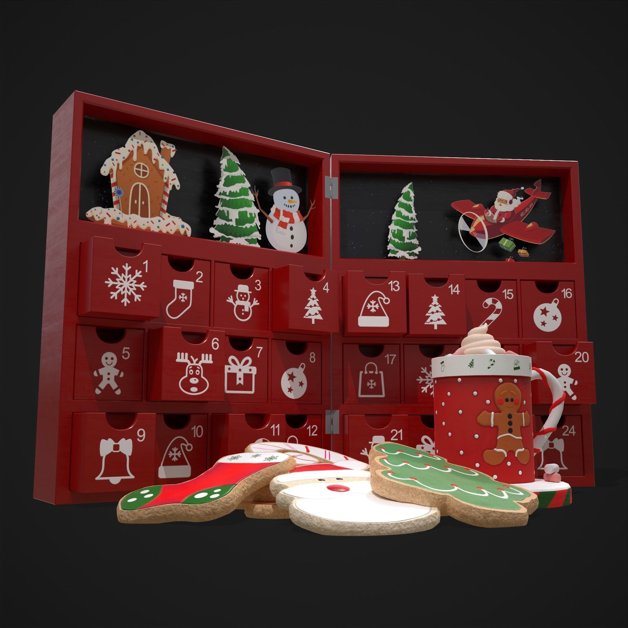 Christmas Cookies Calendar and Hot Chocolate Pack 3D Model Collection_9
