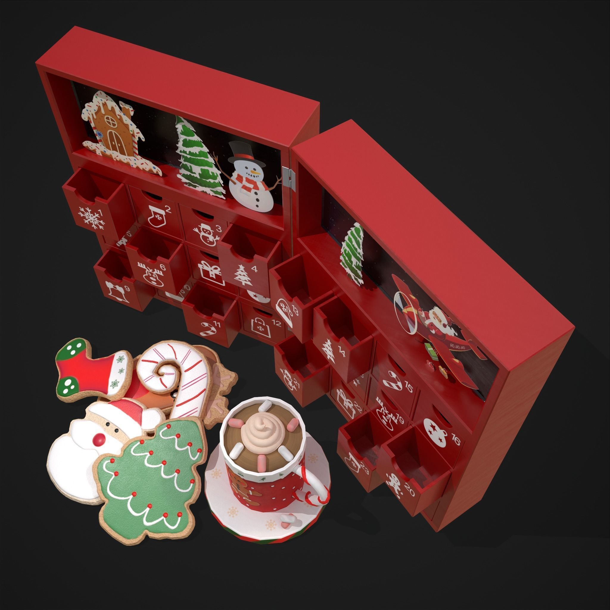 Christmas Cookies Calendar and Hot Chocolate Pack 3D Model Collection_7