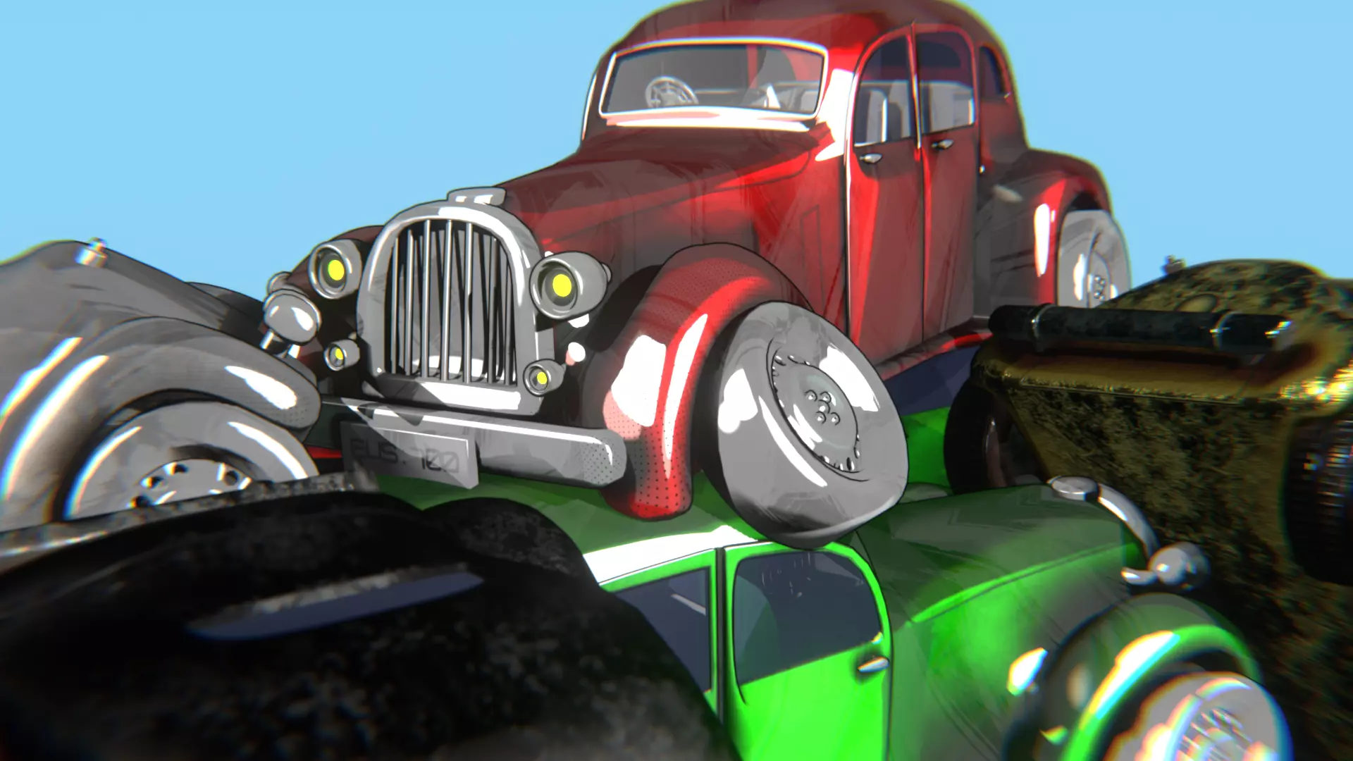 Vintage Car Pack - Old Car Model Low-poly 3D model_1