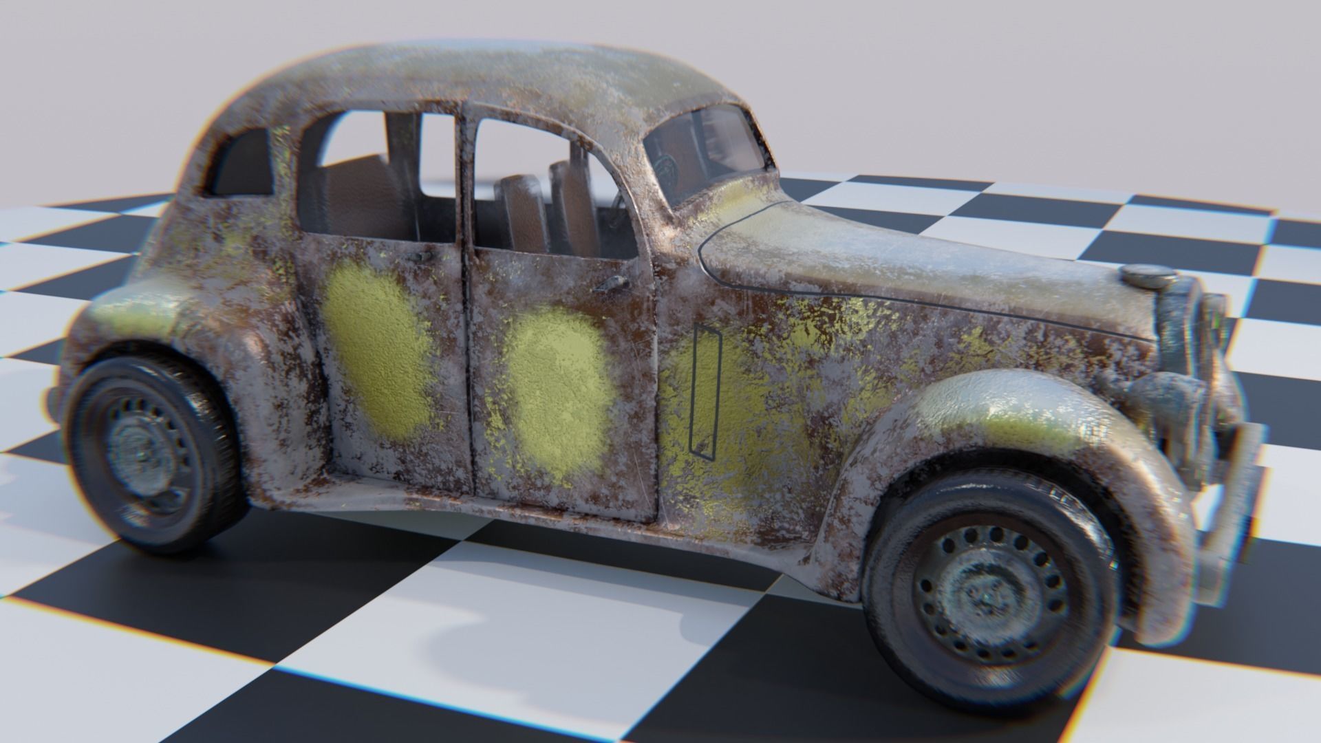 Vintage Car Pack - Old Car Model Low-poly 3D model_14