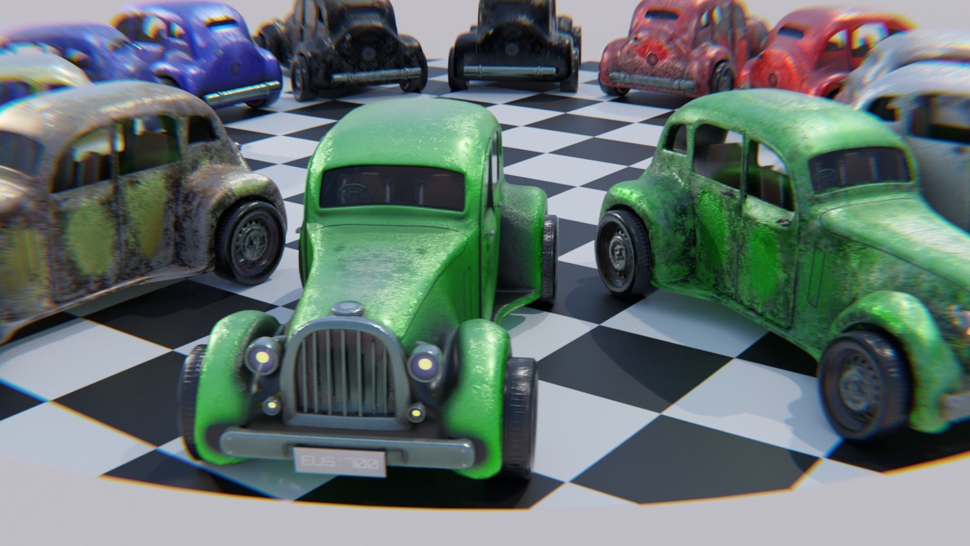Vintage Car Pack - Old Car Model Low-poly 3D model_4