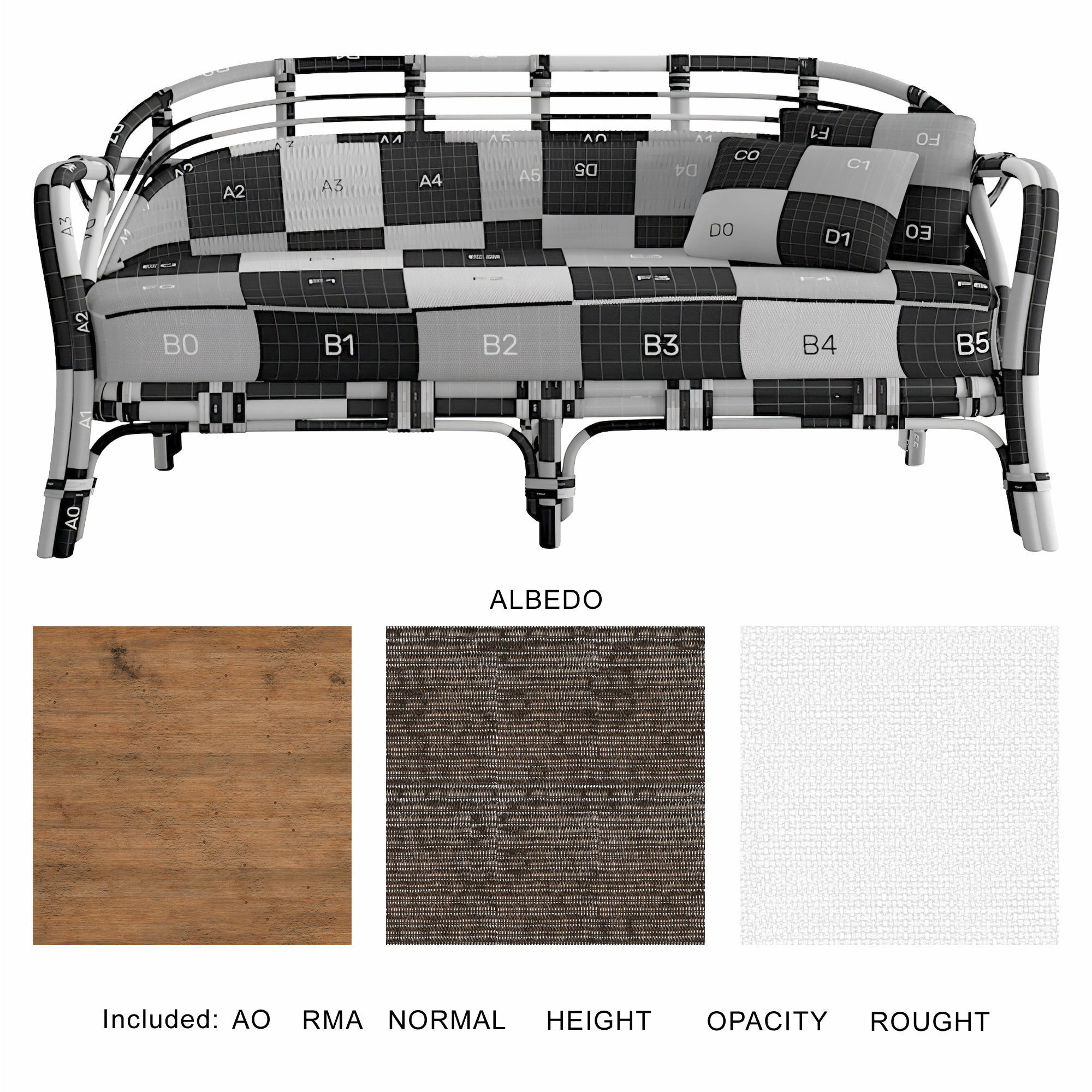 Jardin Sofa Low-poly 3D model_4