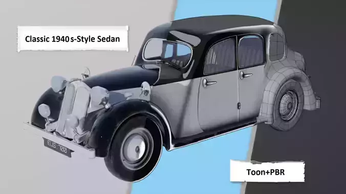 Classic 1940s-Style Sedan 3D model
