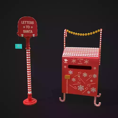 Christmas Santas Mail Boxes  3D Model Collection