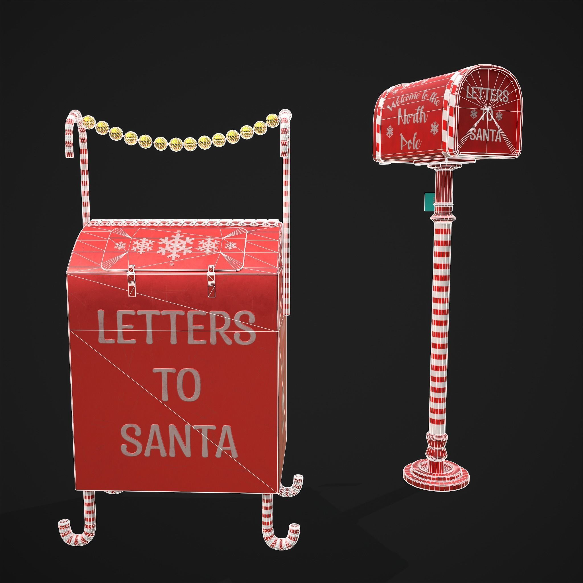 Christmas Santas Mail Boxes  3D Model Collection_16
