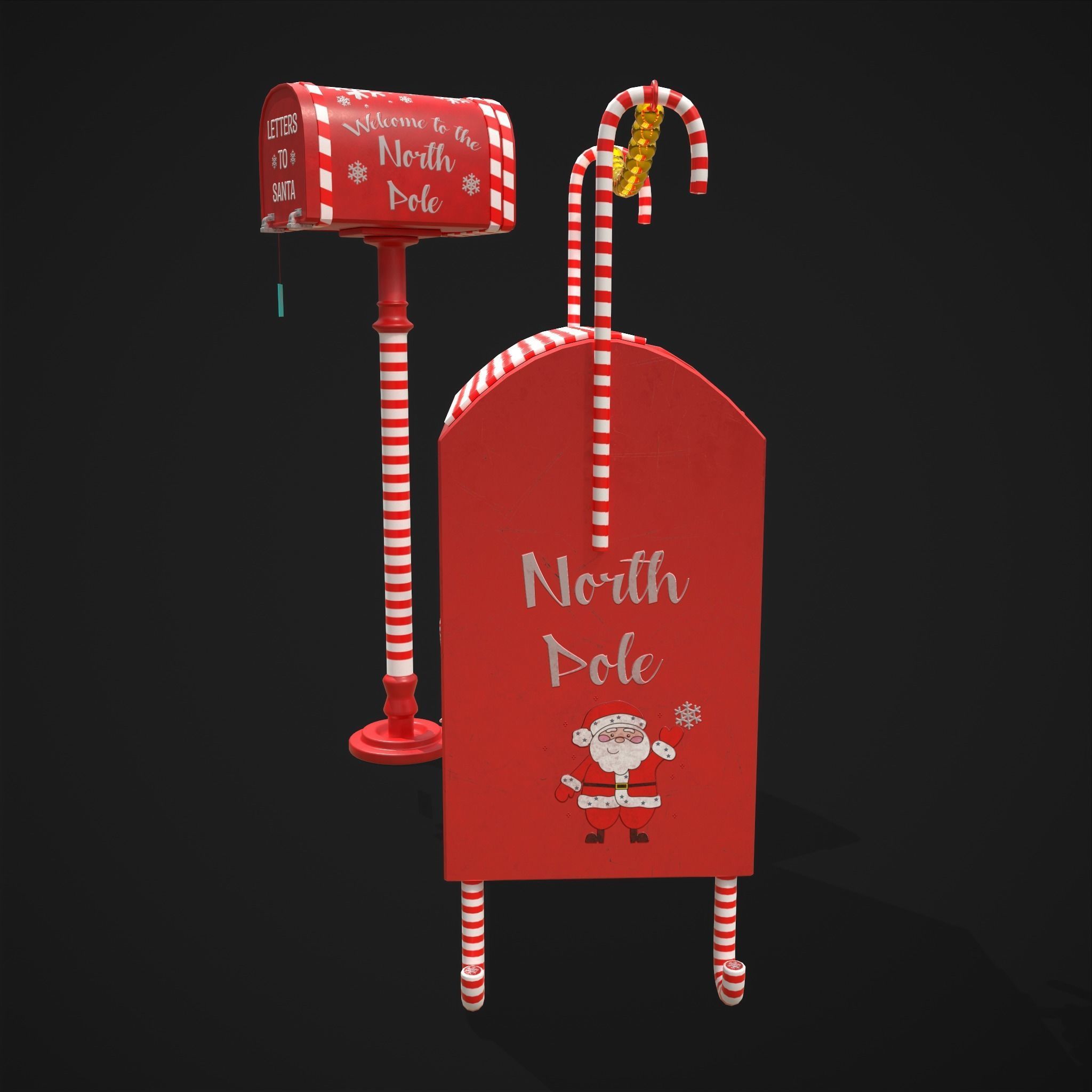 Christmas Santas Mail Boxes  3D Model Collection_19