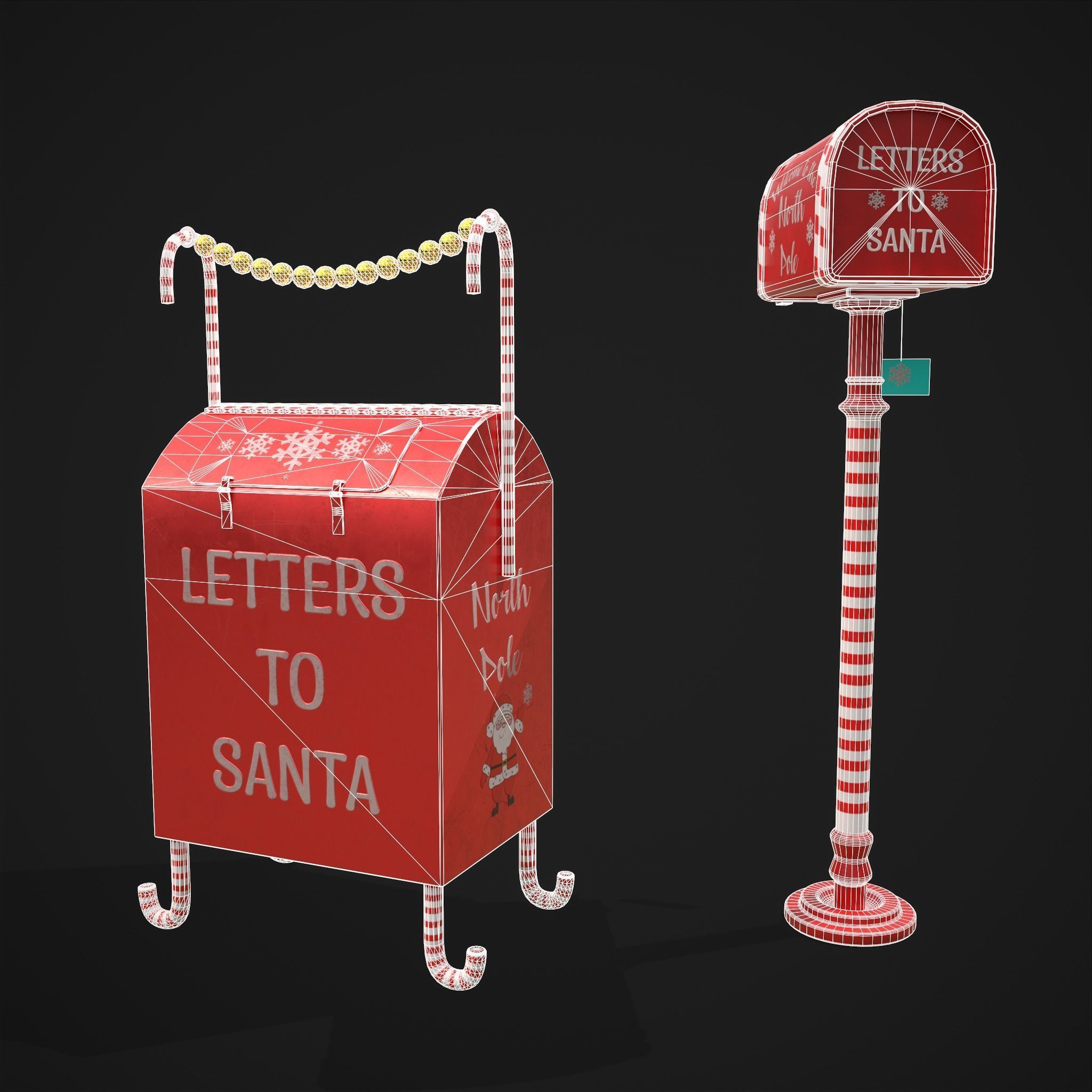 Christmas Santas Mail Boxes  3D Model Collection_6