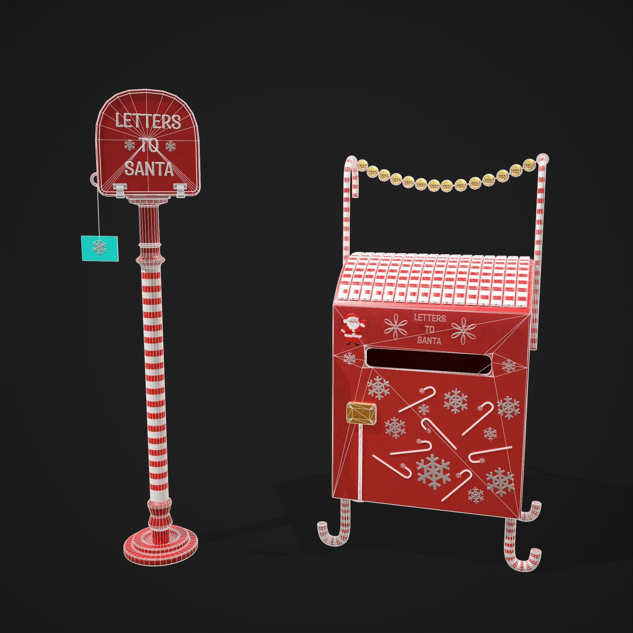 Christmas Santas Mail Boxes  3D Model Collection_4