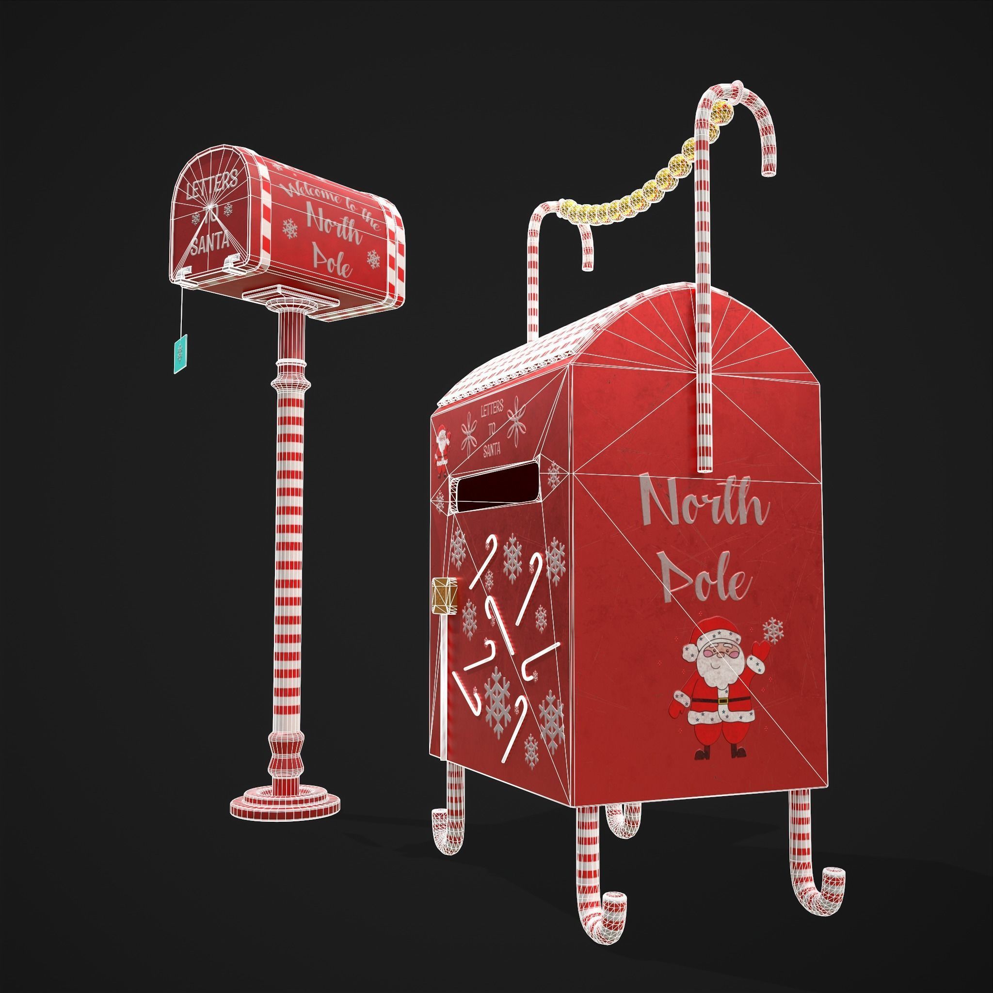 Christmas Santas Mail Boxes  3D Model Collection_12
