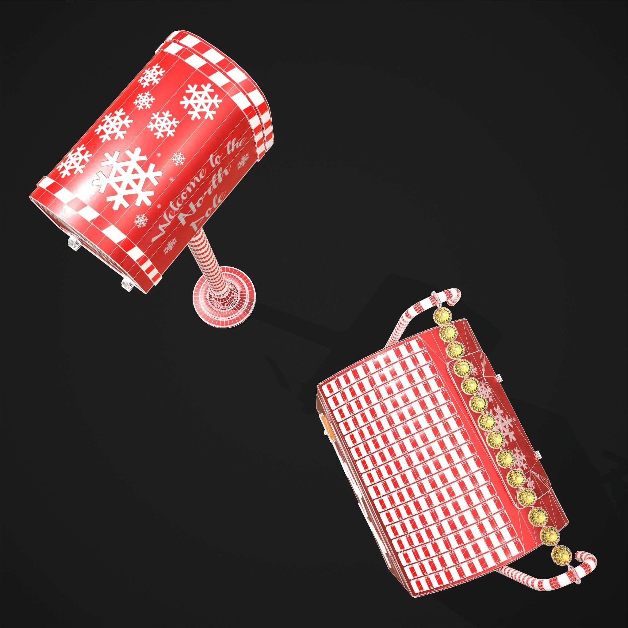 Christmas Santas Mail Boxes  3D Model Collection_14